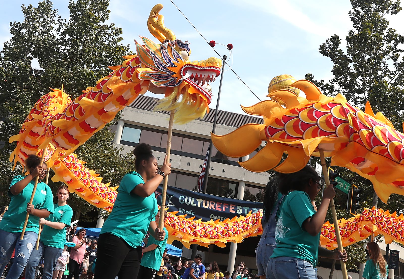 The Springfield High School Chinese Studies students perform a Chinese dragon dance Saturday, Sept. 17, 2022 at CultureFest 2022. BILL LACKEY/STAFF