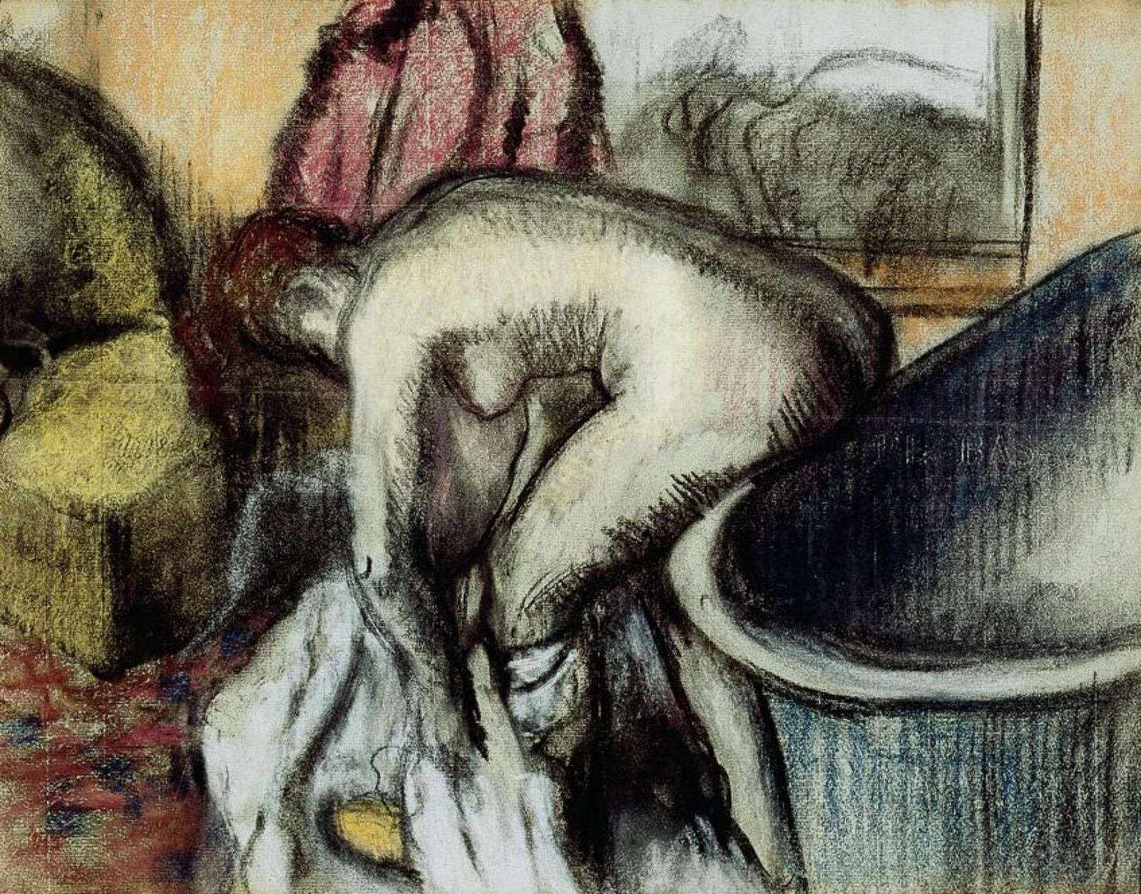 Edgar Degas (French, 1834–1917), After the Bath, c. 1895, pastel on paper. Gift of Mr. and Mrs. Anthony Haswell, 1952.33, collection of the Dayton Art Institute.