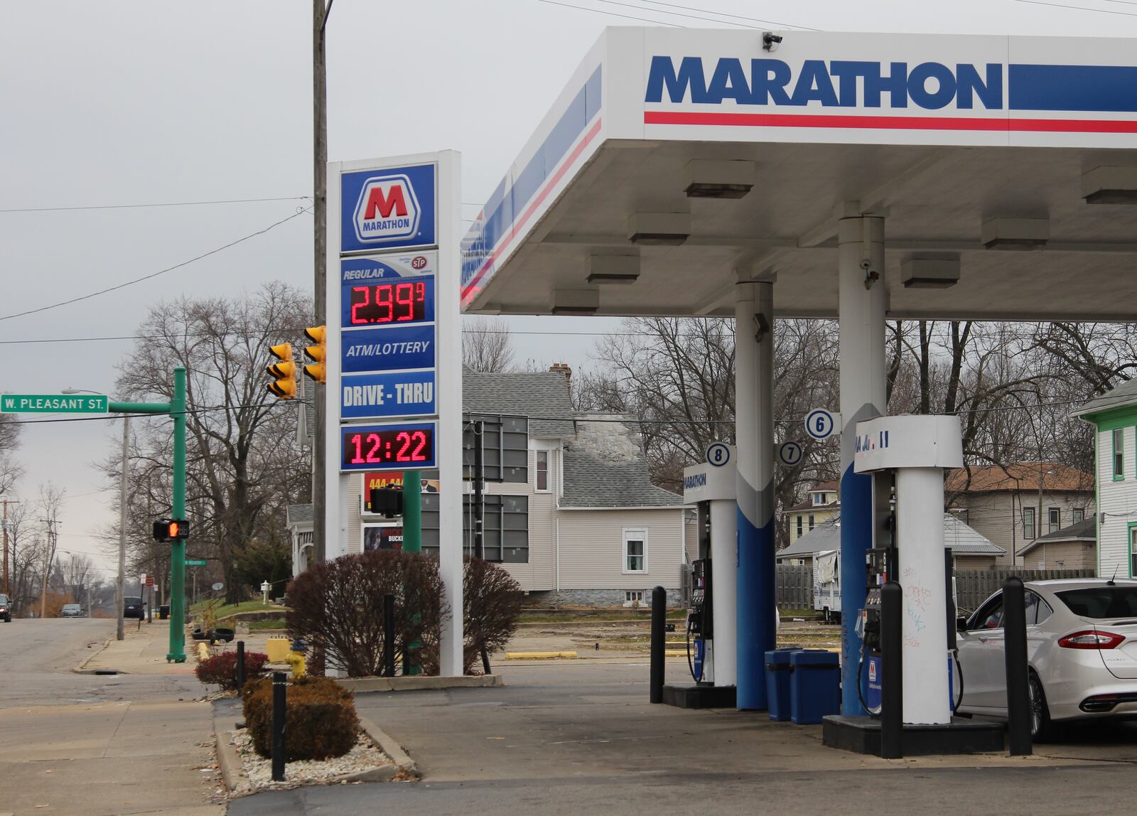 Gas prices started at $2.99 Friday at the Marathon Gas on South Yellow Springs Street in Springfield. Hasan Karim/Staff