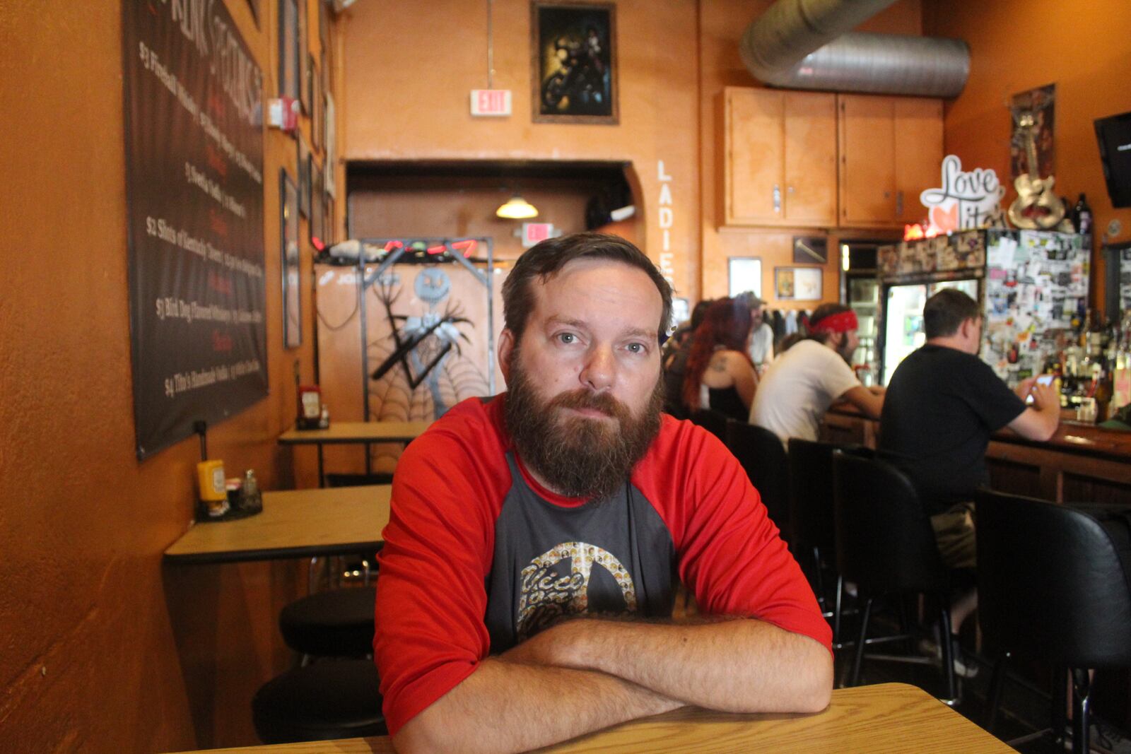 The Oregon District continues to recover from Sunday's morning mass shooting.  Pictured: Andy Rowe, a manager of Blind Bob's Bar.