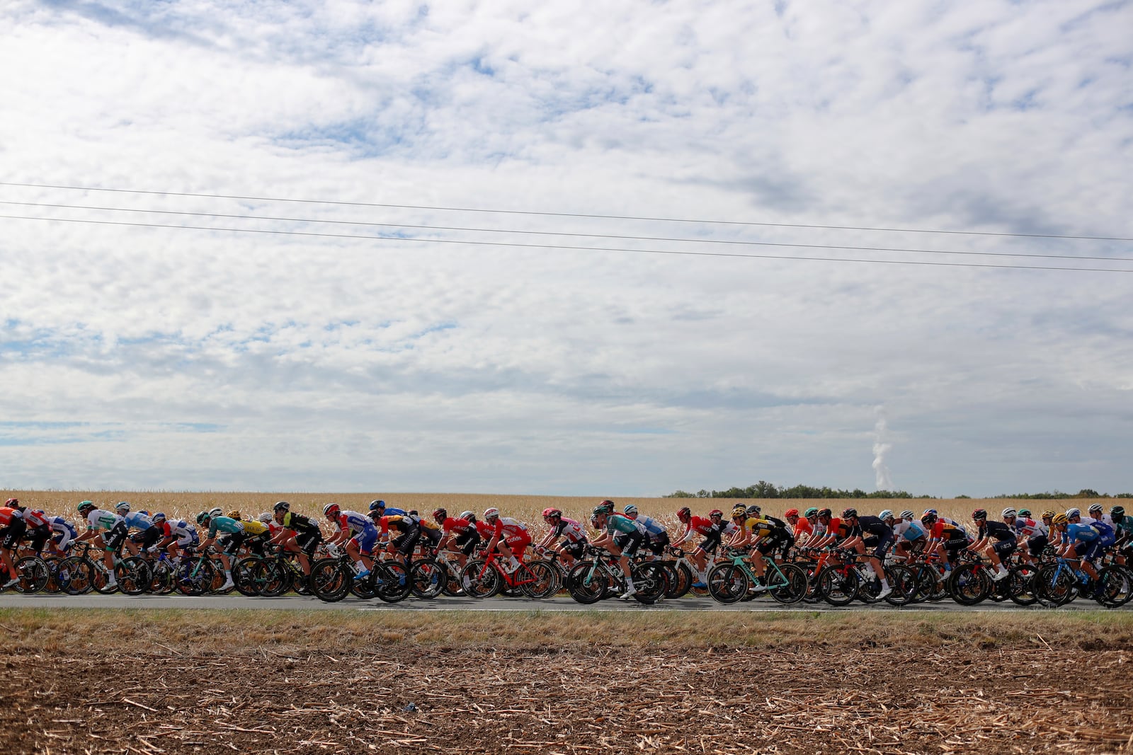 The pack rides during the stage 12 of the Tour de France cycling race over 218 kilometers from Chauvigny to Sarran, Thursday, Sept. 10, 2020. (AP Photo/Thibault Camus)