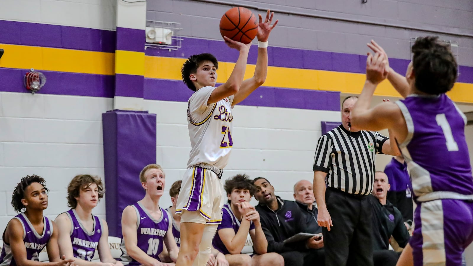 Emmanuel Christian High School sophomore Josh Witherow shoots the ball during their game on Friday night in Springfield. MICHAEL COOPER/CONTRIBUTED