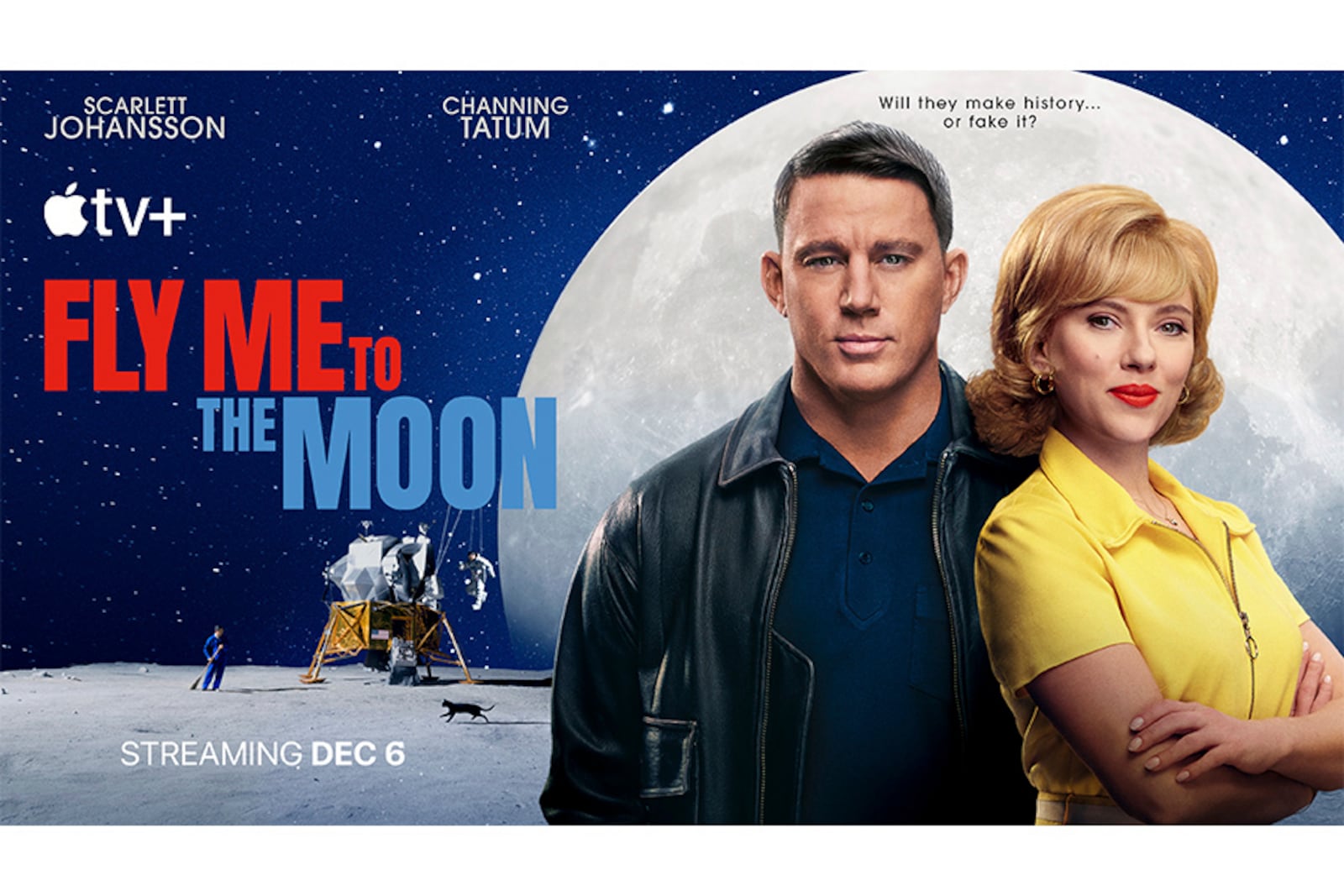 This image shows promotional art for the film "Fly Me to the Moon". (Apple TV+ via AP)