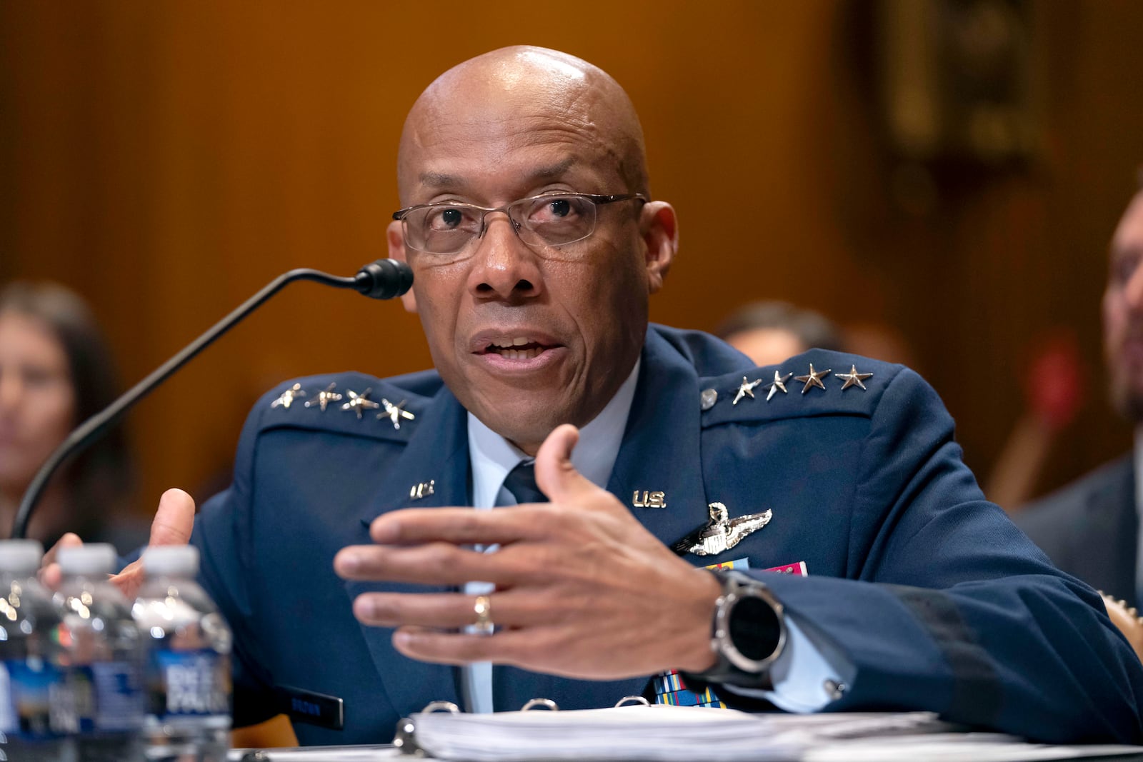 FILE - Chairman of the Joint Chiefs of Staff Air Force Gen. CQ Brown, speaks during a hearing, May 8, 2024, in Washington. (AP Photo/Mark Schiefelbein, File)