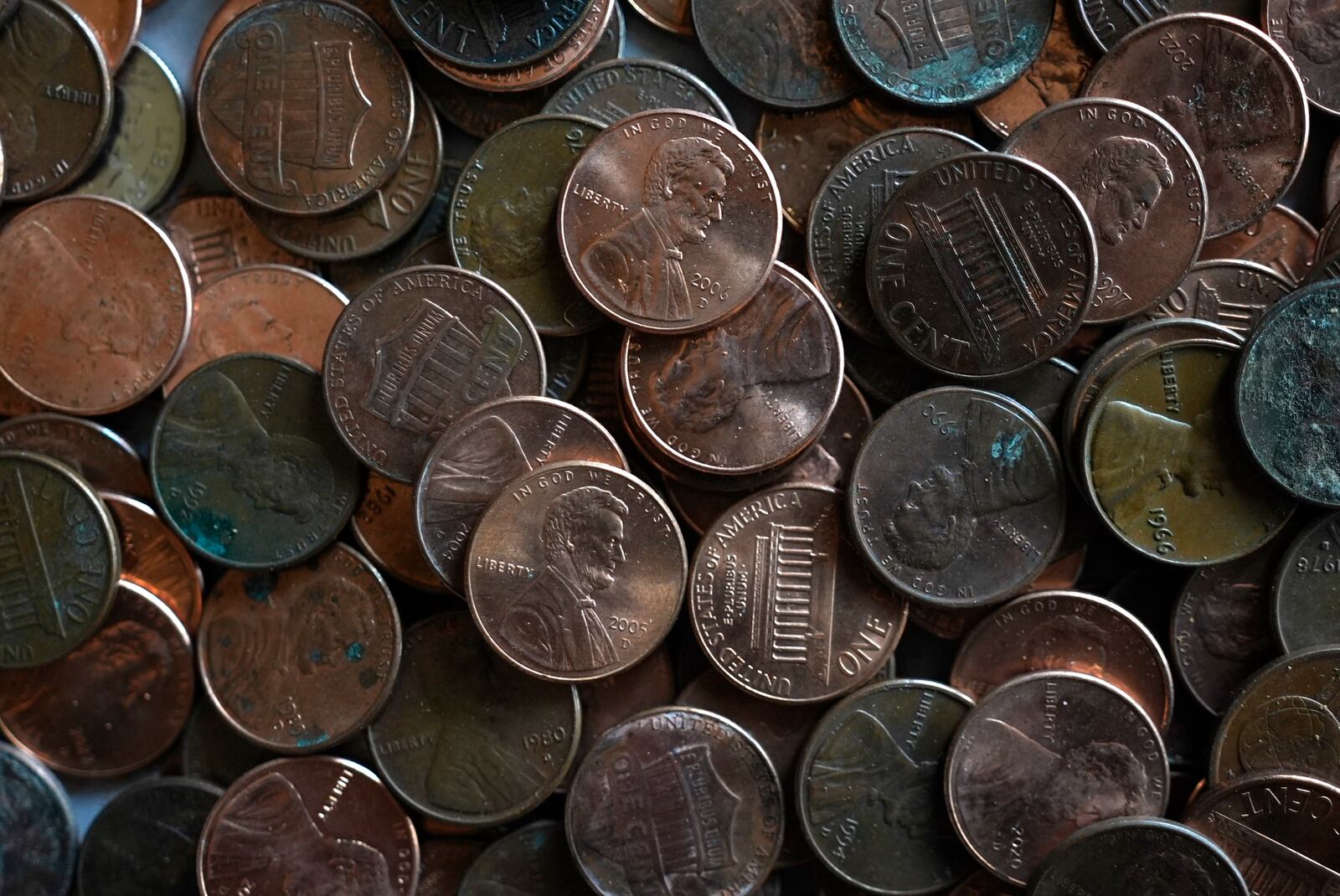 Pennies are shown Monday, Feb. 10, 2025, in Richardson, Texas. (AP Photo/LM Otero)