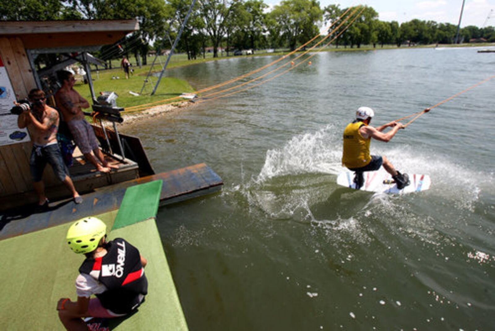 Wake Nation Cincinnati owners and wake boarding professionals began a quest Friday, June 25, 2010, to set a Guiness World Record for the most distance traveled on a wakeboard in 24 hours at Wake Nation Cincinnati.