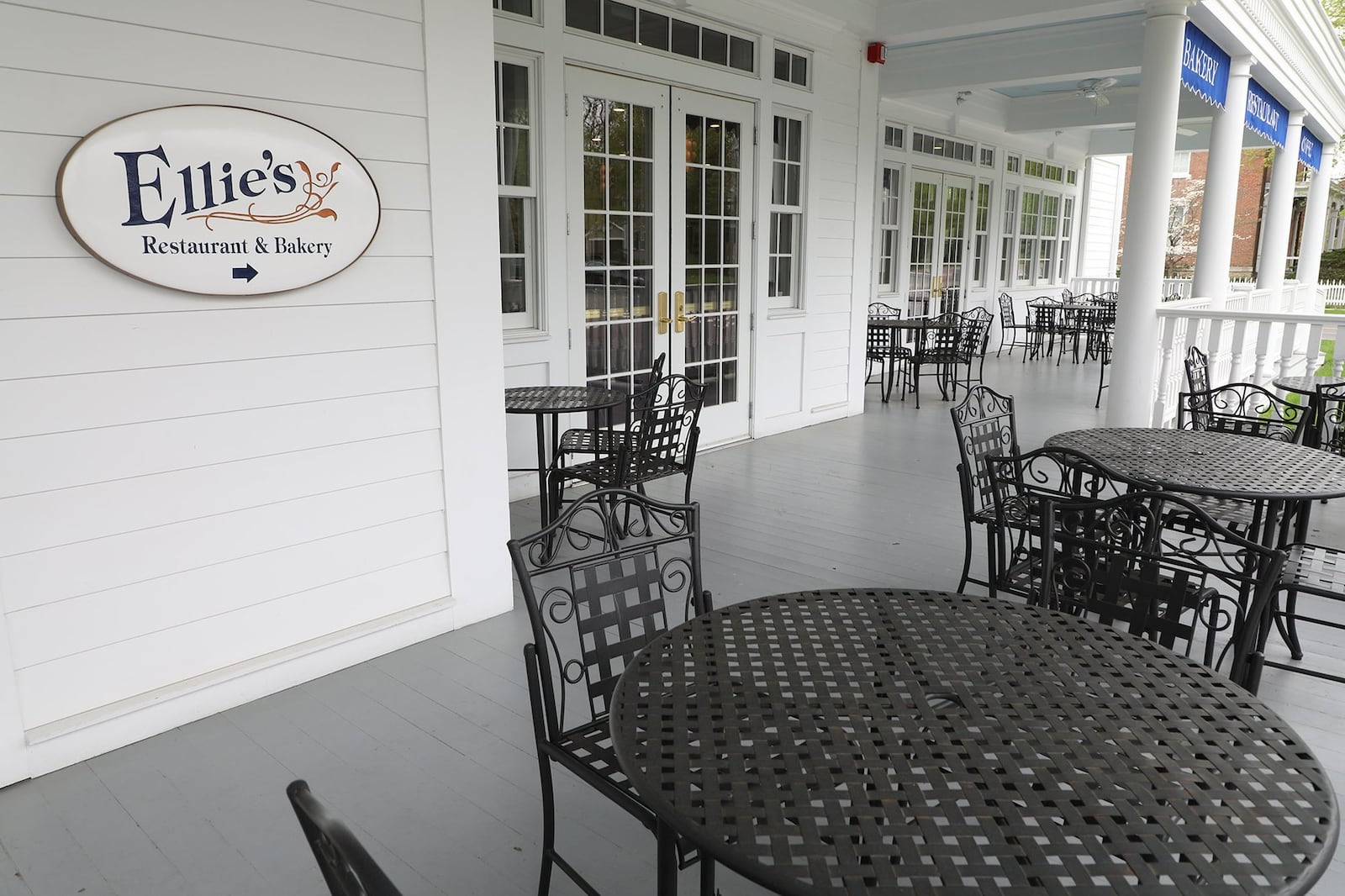 The front porch dining area at Ellie’s Restaurant & Bakery. BILL LACKEY/STAFF