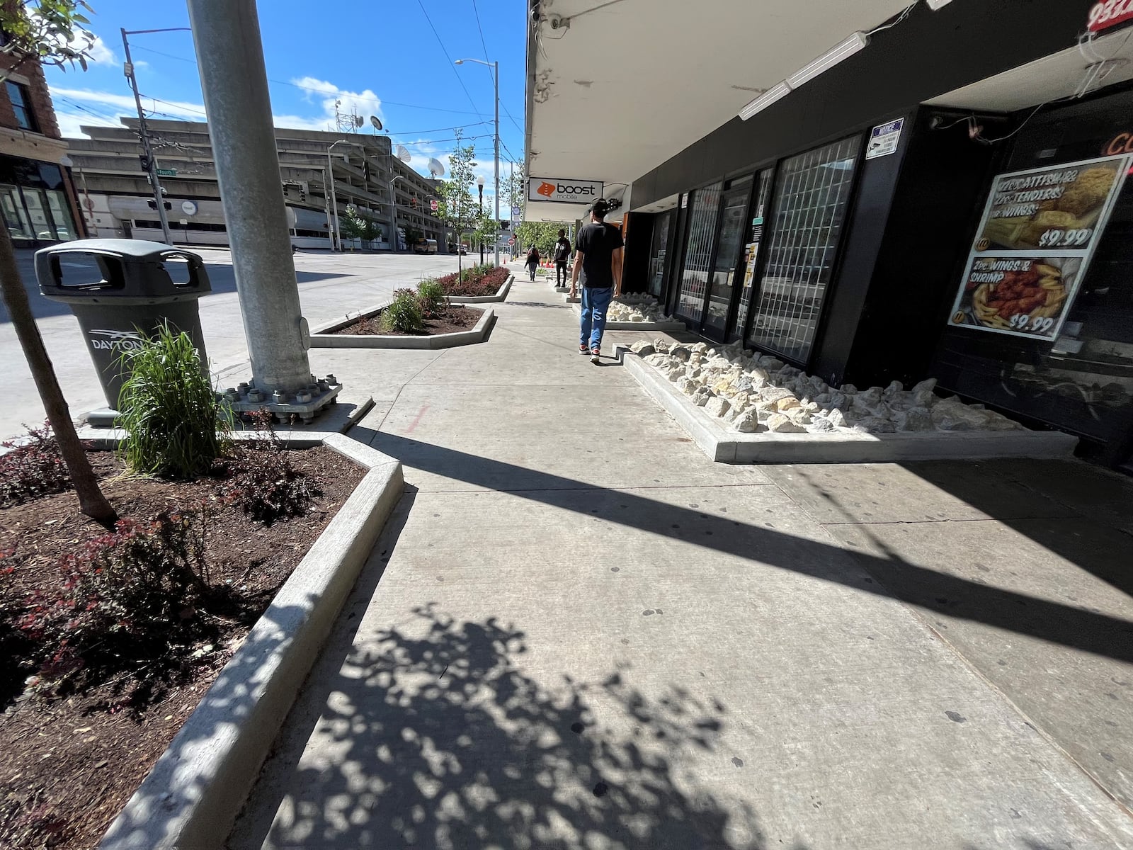 The city of Dayton has spent more than $200,000 on a beautification project for South Jefferson Street near the Greater Dayton RTA bus hub downtown. The new landscaping is designed to try to prevent loitering and causing other problems. CORNELIUS FROLIK / STAFF