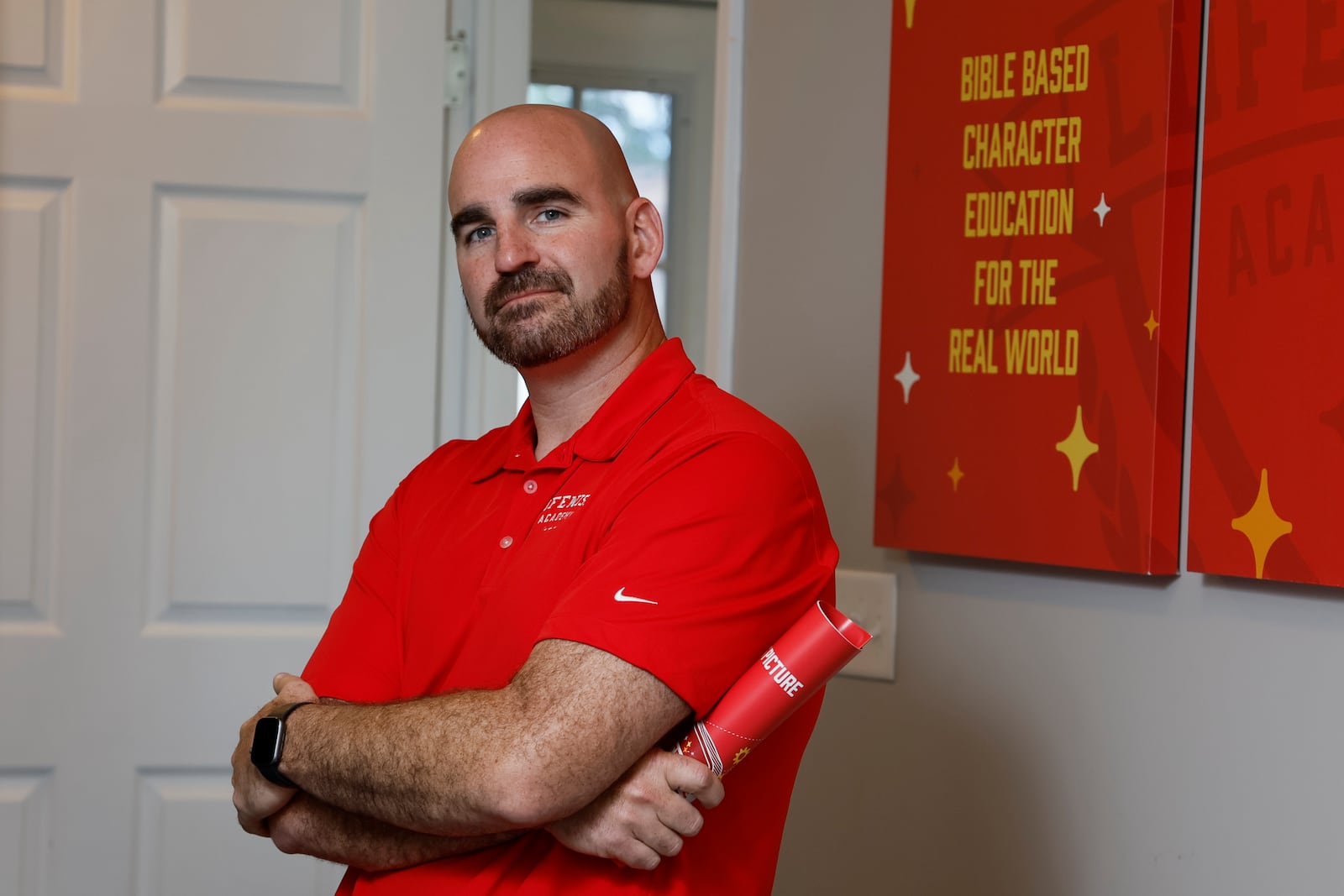 Joel Penton, founder and CEO of LifeWise Academy, poses at LifeWise Academy offices Thursday, May 30, 2024, in Hilliard, Ohio. (AP Photo/Jay LaPrete)