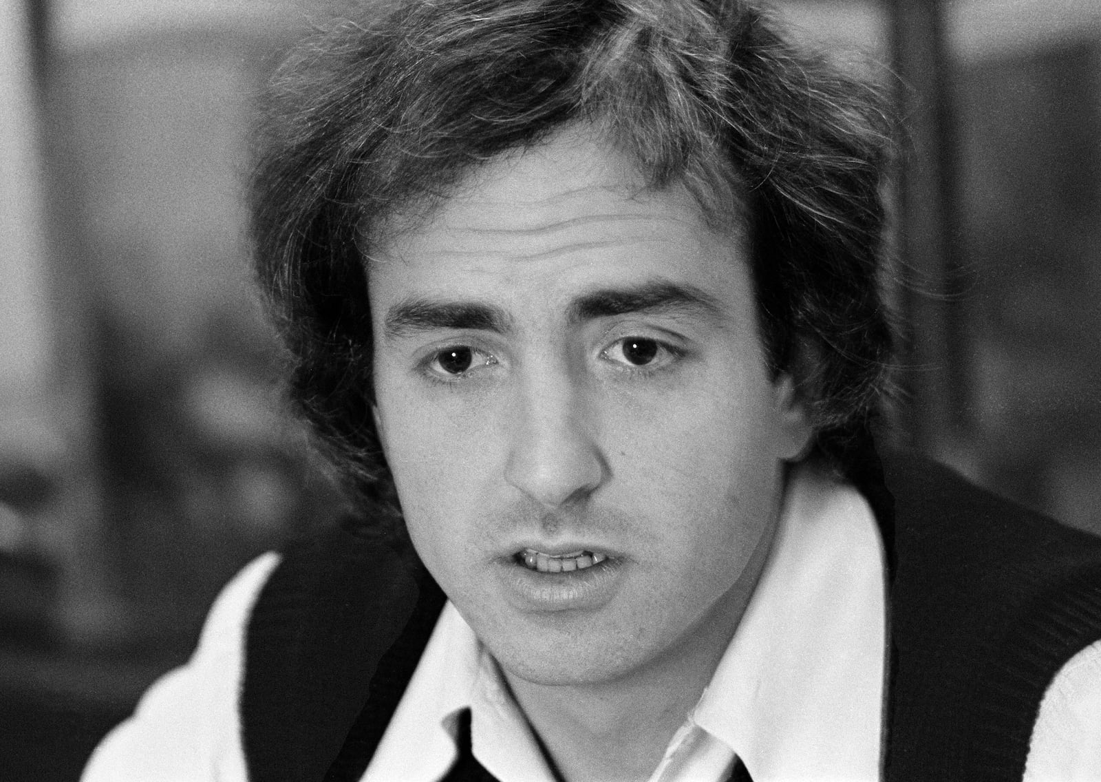 FILE - Lorne Michaels, producer of NBC's "Saturday Night Live," speaks in his office in New York, Nov. 23, 1977. (AP Photo/Marty Reichenthal, File)