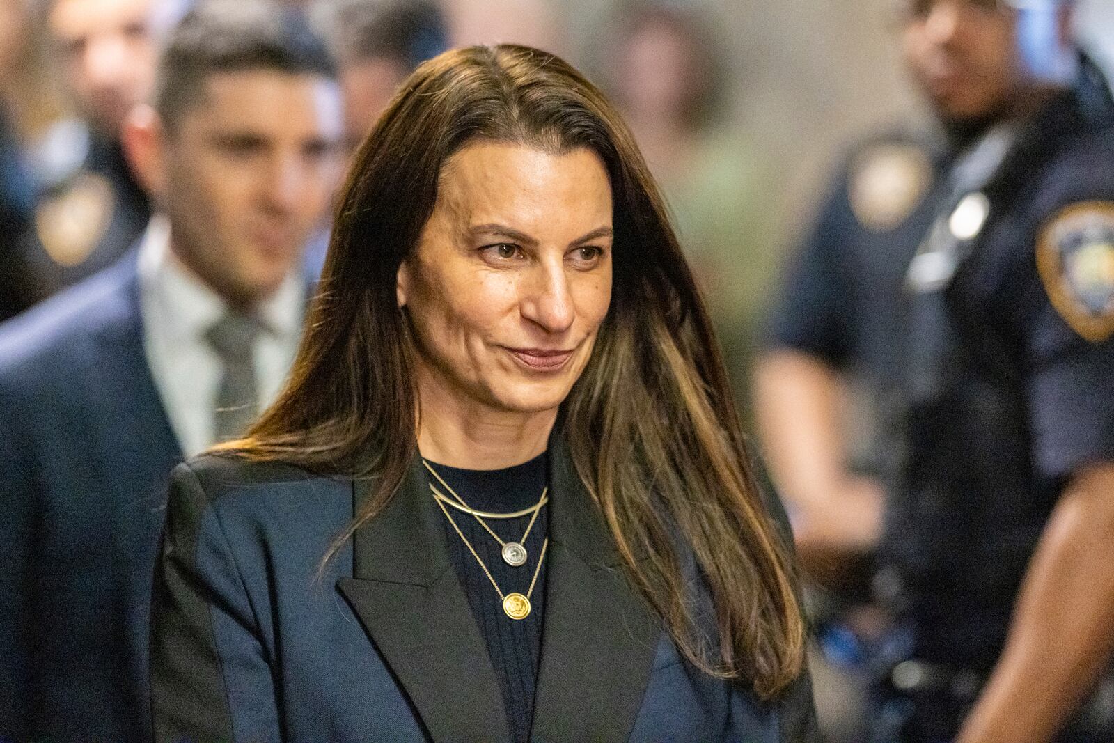 Luigi Mangione defense attorney Karen Agnifilo walks in the hallway outside court on Friday, Feb. 21, 2025 in New York. (AP Photo/Stefan Jeremiah)