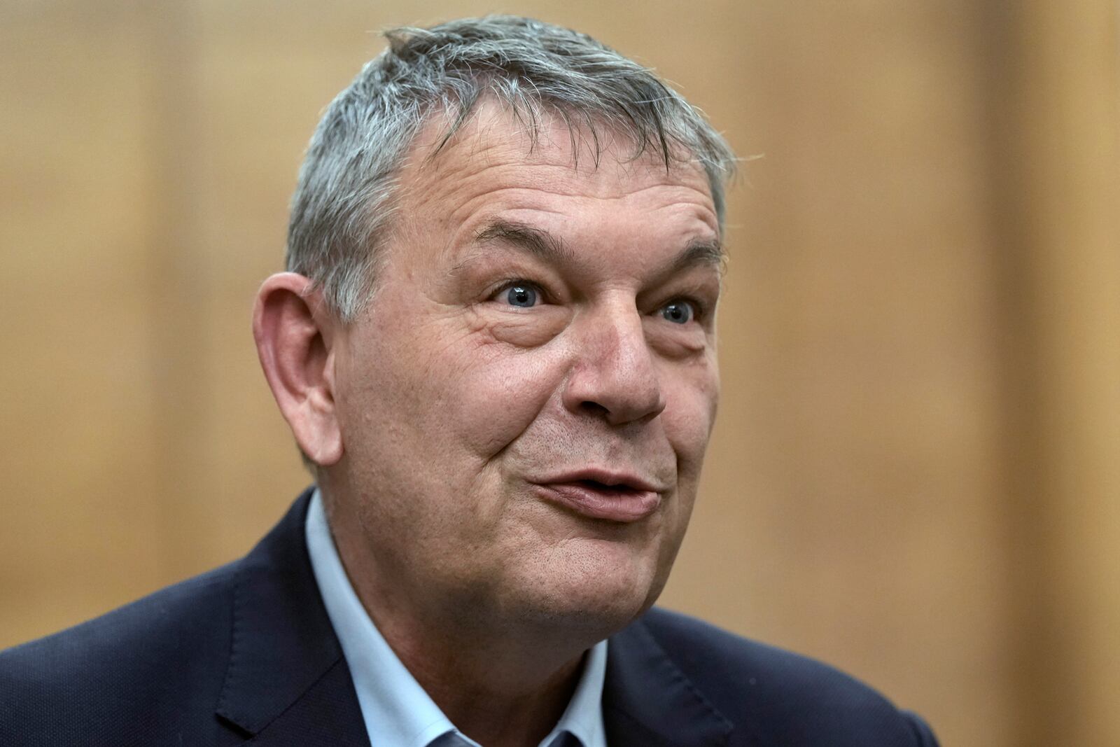 Commissioner-General of the U.N. agency for Palestinian Refugees Philippe Lazzarini speaks during an interview with The Associated Press in Beirut, Lebanon, Thursday, Feb. 6, 2025. (AP Photo/Bilal Hussein)