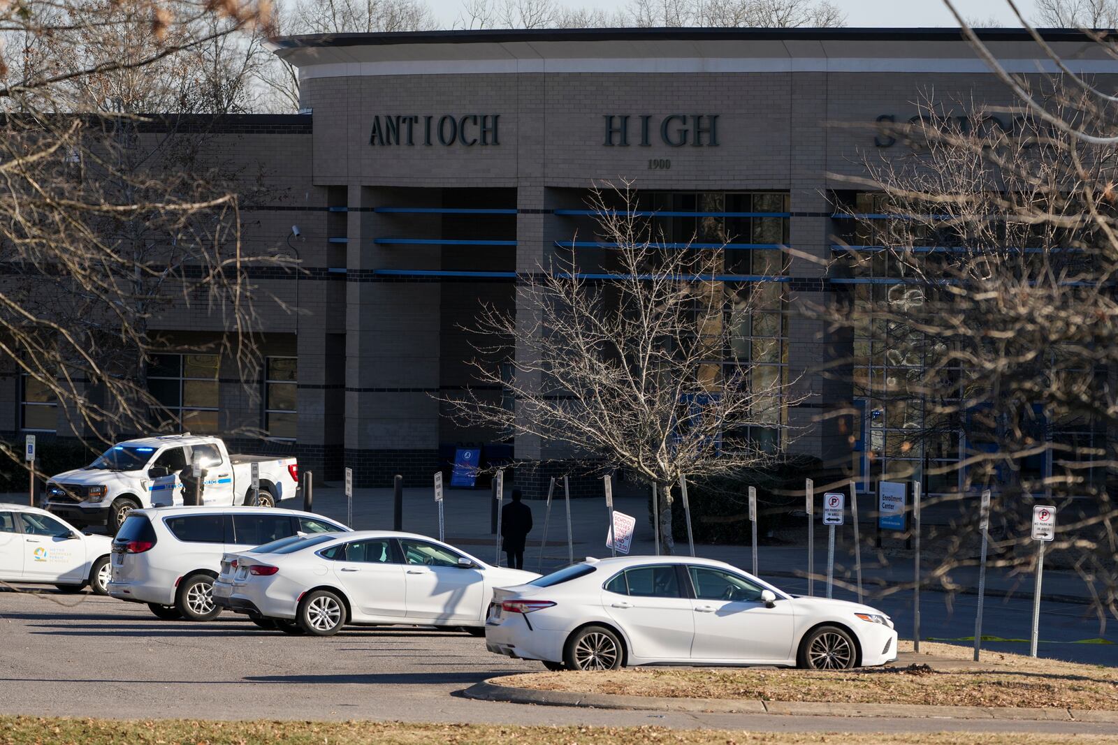 Antioch High School is seen Thursday, Jan. 23, 2025, in Nashville, Tenn. (AP Photo/George Walker IV)