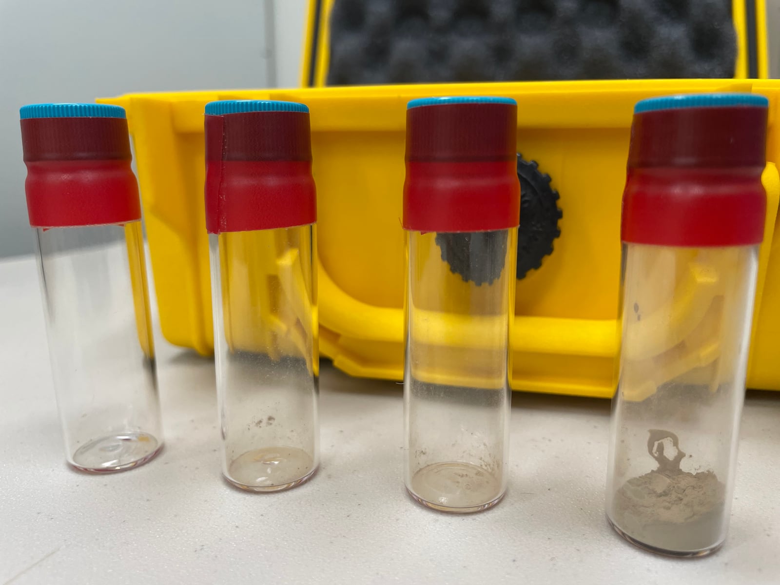 A lead demonstration kit at the Clark County Combined Health district shows the amount of lead dust, in micrograms, per square foot that could contaminate a living space based off regulations established by the U.S. Department of Housing and Urban Development.