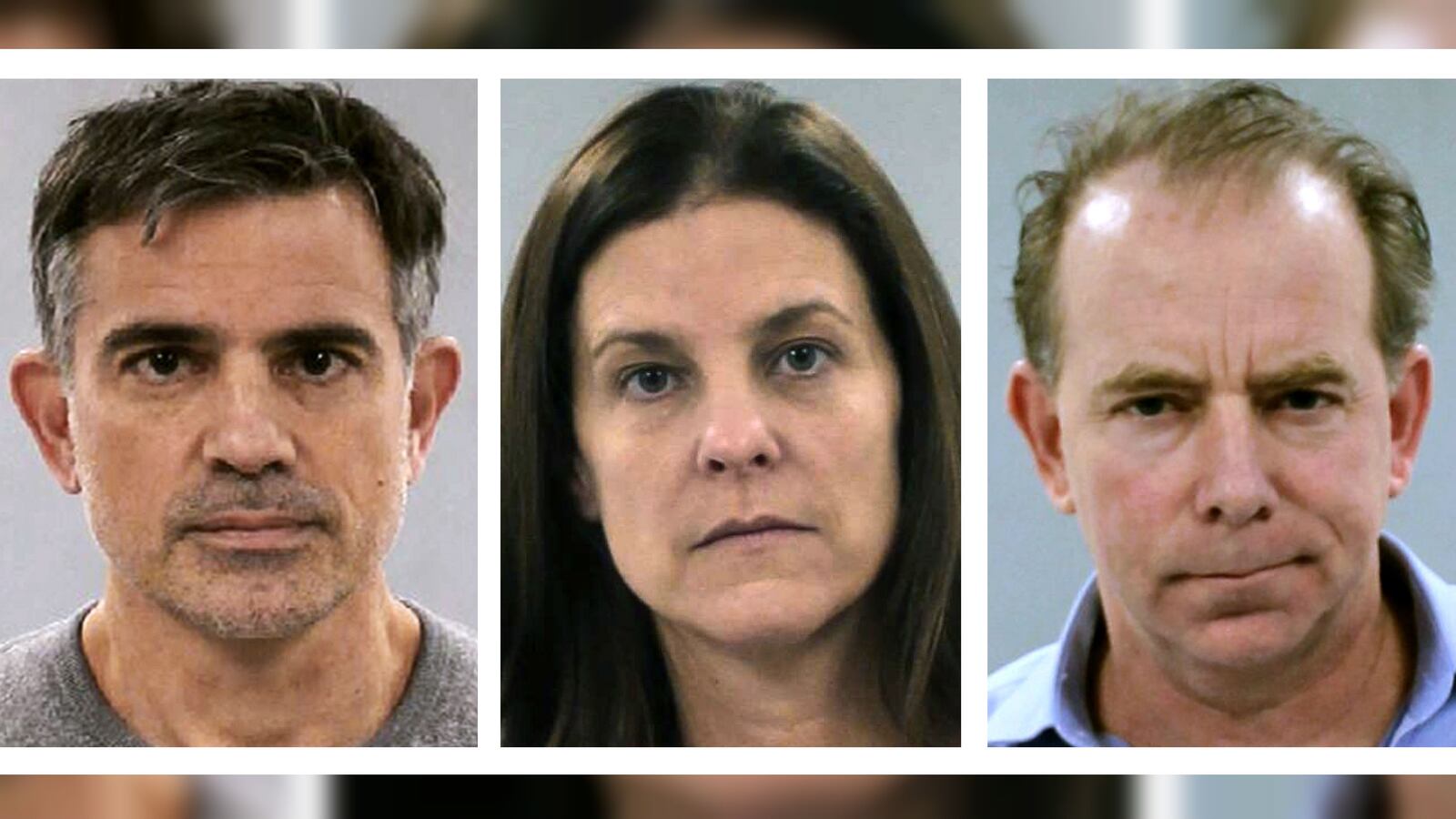 Fotis Dulos, far left, is charged with murder, felony murder and kidnapping in the presumed death of his estranged wife, Jennifer Dulos, 50, of New Canaan, Conn. His girlfriend, Michelle Troconis, center, and lawyer and close friend, Kent Mawhinney, far right, are both charged with conspiracy to commit murder. Jennnifer Dulos, 50, was last seen alive May 24, 2019, as she dropped her children off at school. (Connecticut State Police via AP)