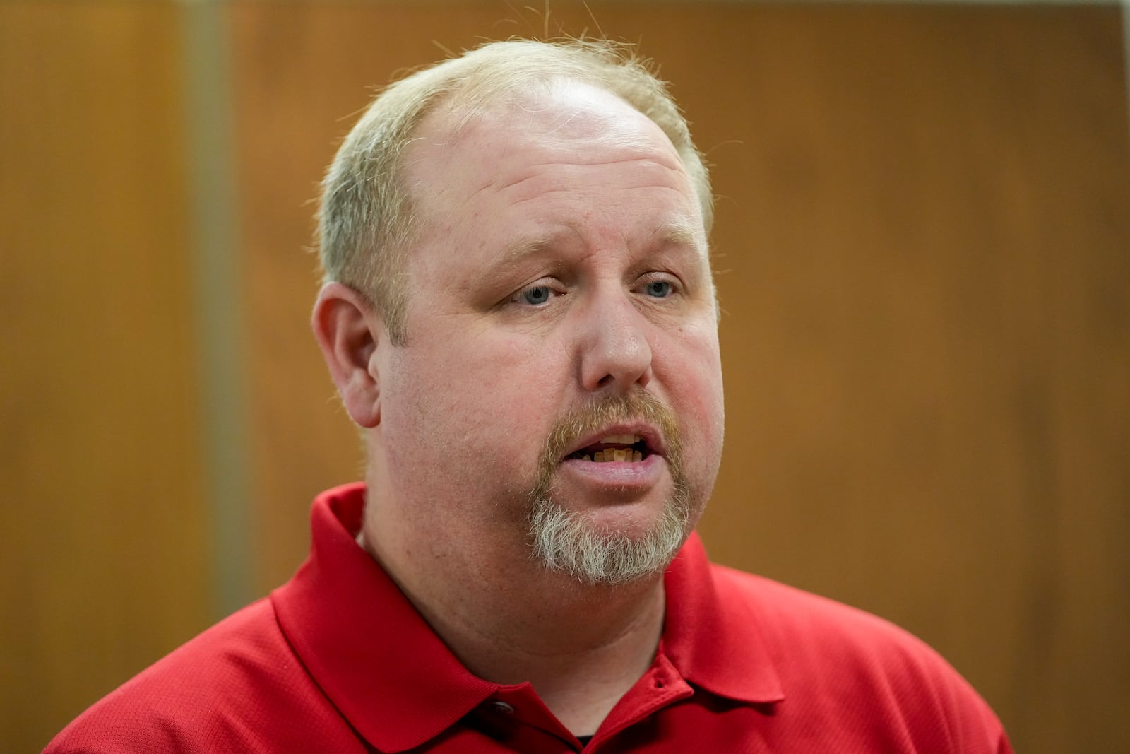 Eric Horton, Mayor of Brownfield, Texas, speaks to The Associated Press about a measles outbreak Tuesday, Feb. 25, 2025, in Brownfield, Texas. (AP Photo/Julio Cortez)