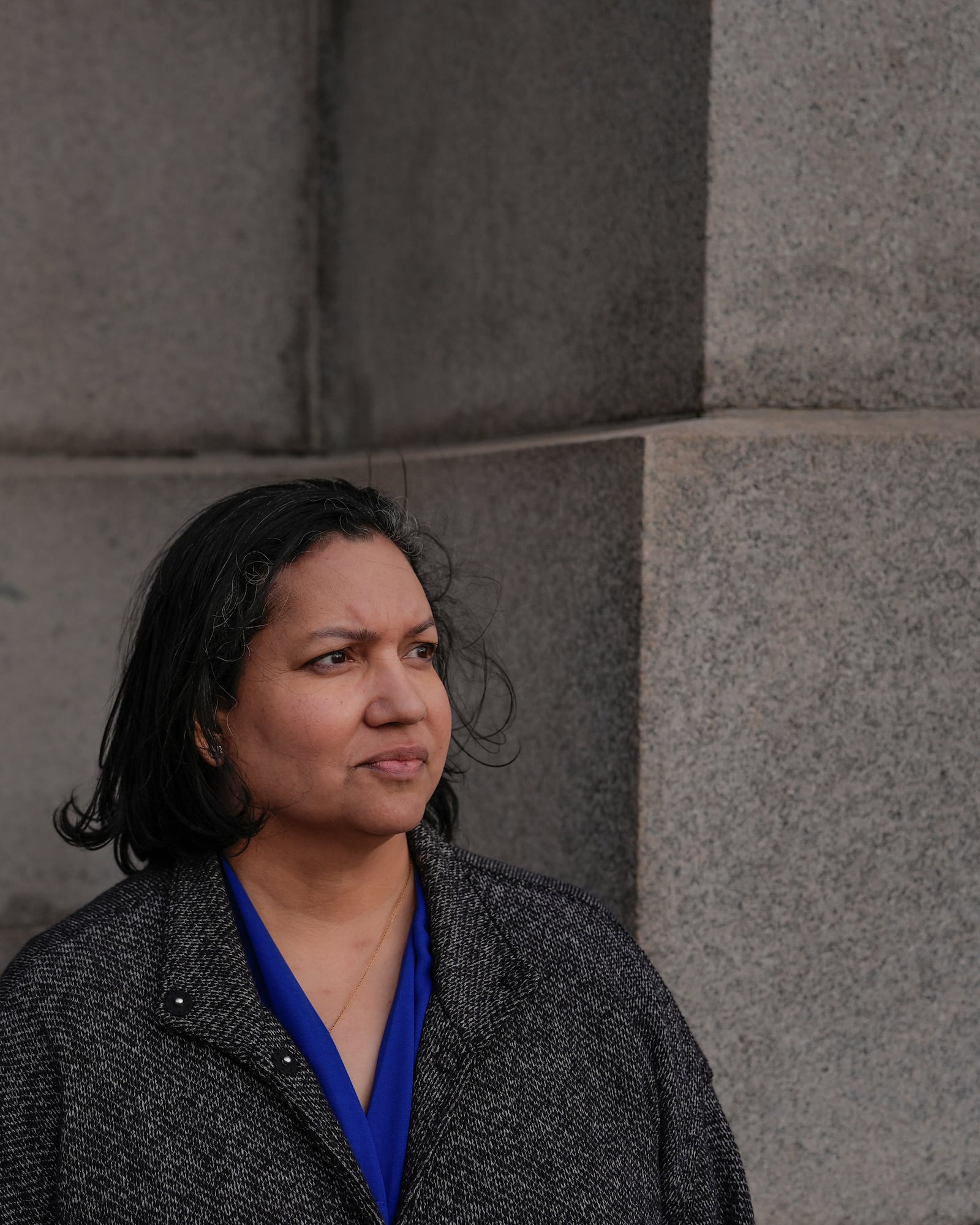 Karen Ortiz, an administrative judge at the Equal Employment Opportunity Commission, poses for photos, Wednesday, Feb. 26, 2025, in New York. (AP Photo/Julia Demaree Nikhinson)