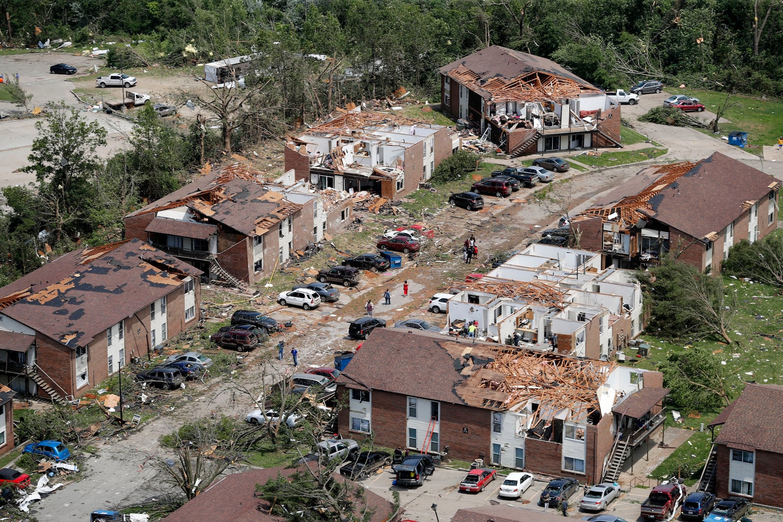 FILE- In this May 23, 2019 file photo, tornado damage is seen in Jefferson City, Mo. (AP Photo/Jeff Roberson, File)