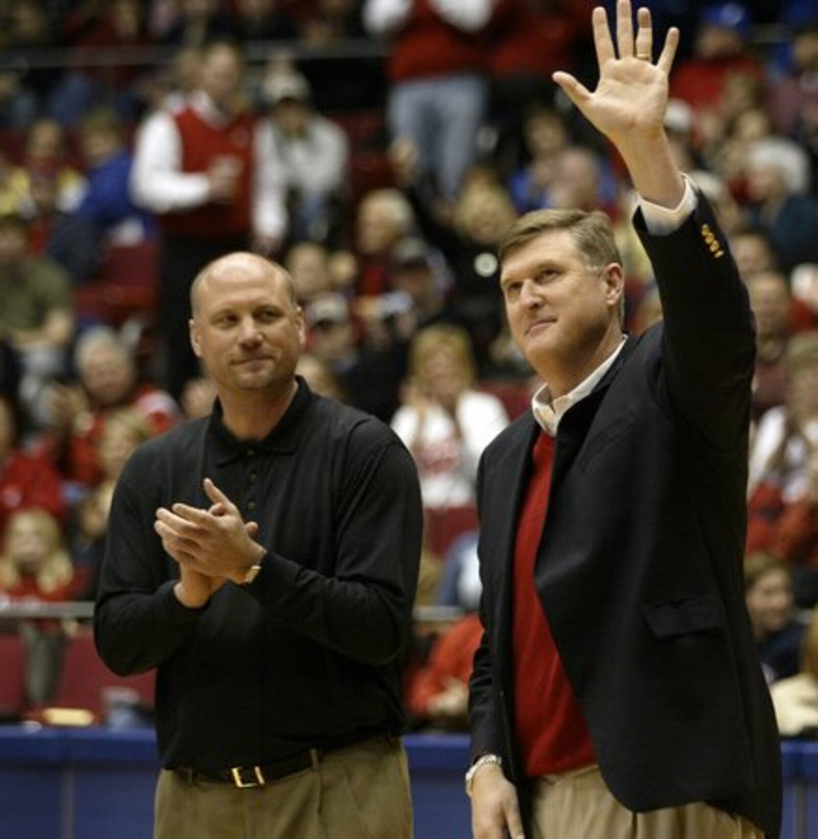 Ed Young of the Dayton Flyer Basketball 1983-84 team makes his way back to the floor during half-time of the University of Dayton versus St. Bonaventure at University of Dayton Arena Sunday January 25.