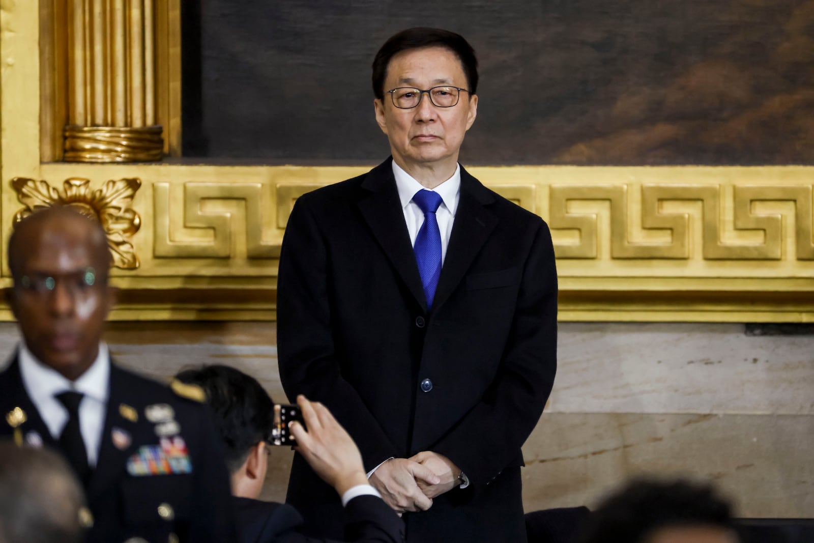 Han Zheng, Vice President of the People's Republic of China, attends the 60th Presidential Inauguration of President Donald Trump, in the Rotunda of the U.S. Capitol in Washington, Monday, Jan. 20, 2025. (Shawn Thew/Pool photo via AP)