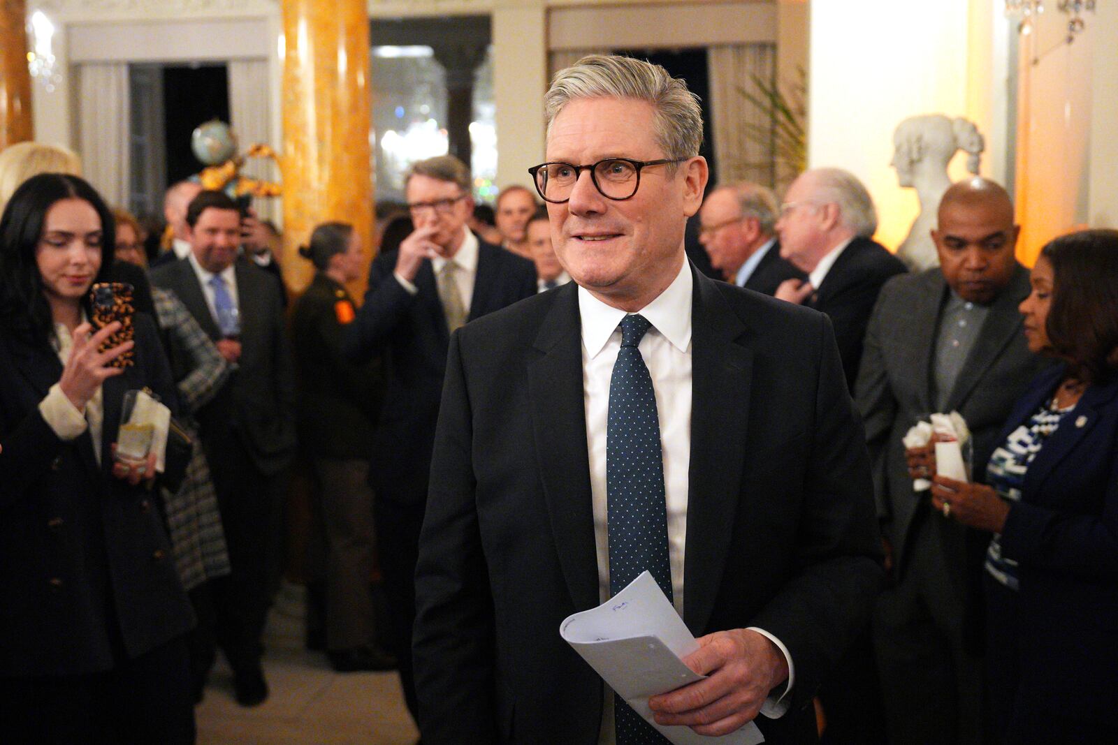 British Prime Minister Keir Starmer prepares to speak during a welcome reception at the Britain's ambassador's residence on Wednesday, Feb. 26, 2025 in Washington. (Carl Court/Pool Photo via AP)