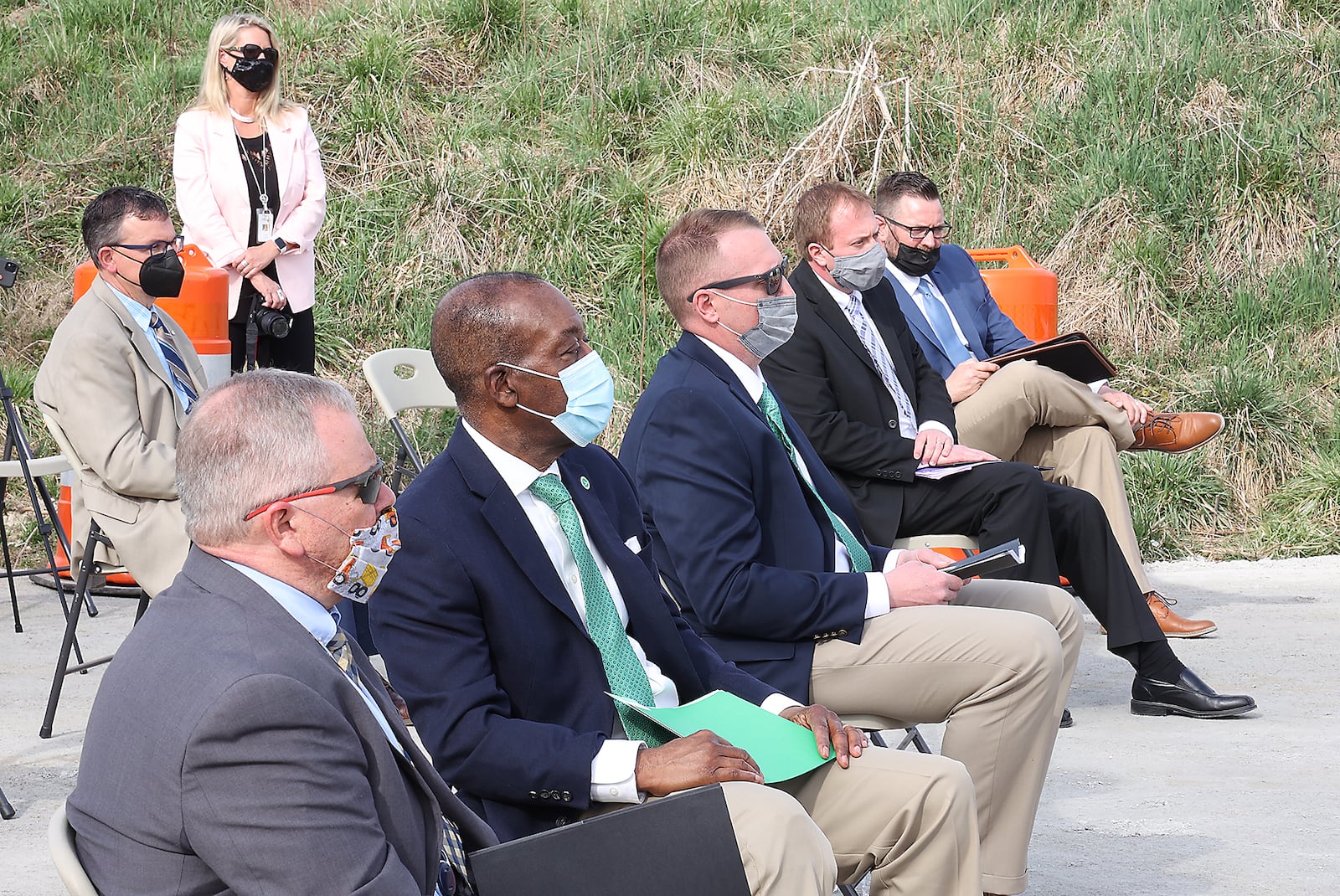 Officials during the 2021 ODOT Construction Season Kickoff Tuesday in Springfield. BILL LACKEY/STAFF