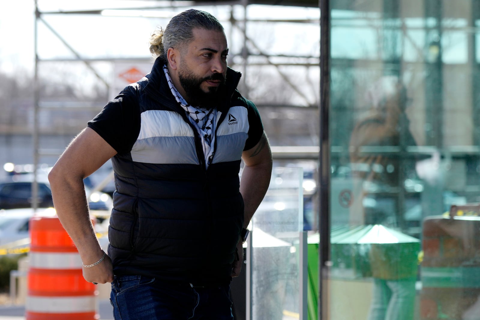 Odai Alfayoumi, father of 6-year-old Palestinian boy Wadee Alfayoumi, arrives the Will County Courthouse for the verdict in the trial of Joseph Czuba, Friday, Feb. 28, 2025, in Joliet, Ill. (AP Photo/Nam Y. Huh)