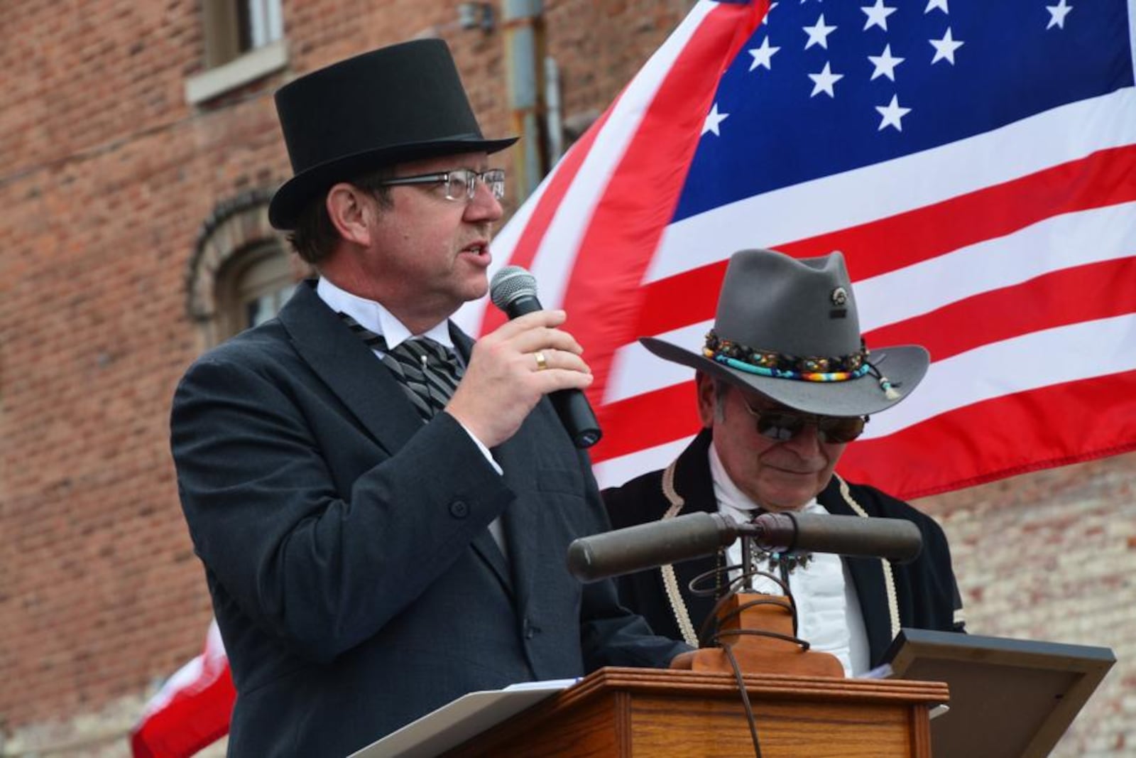 Former Tipp City Mayor Pat Hale, left, at a July 4 celebration in 2015. CONTRIBUTED