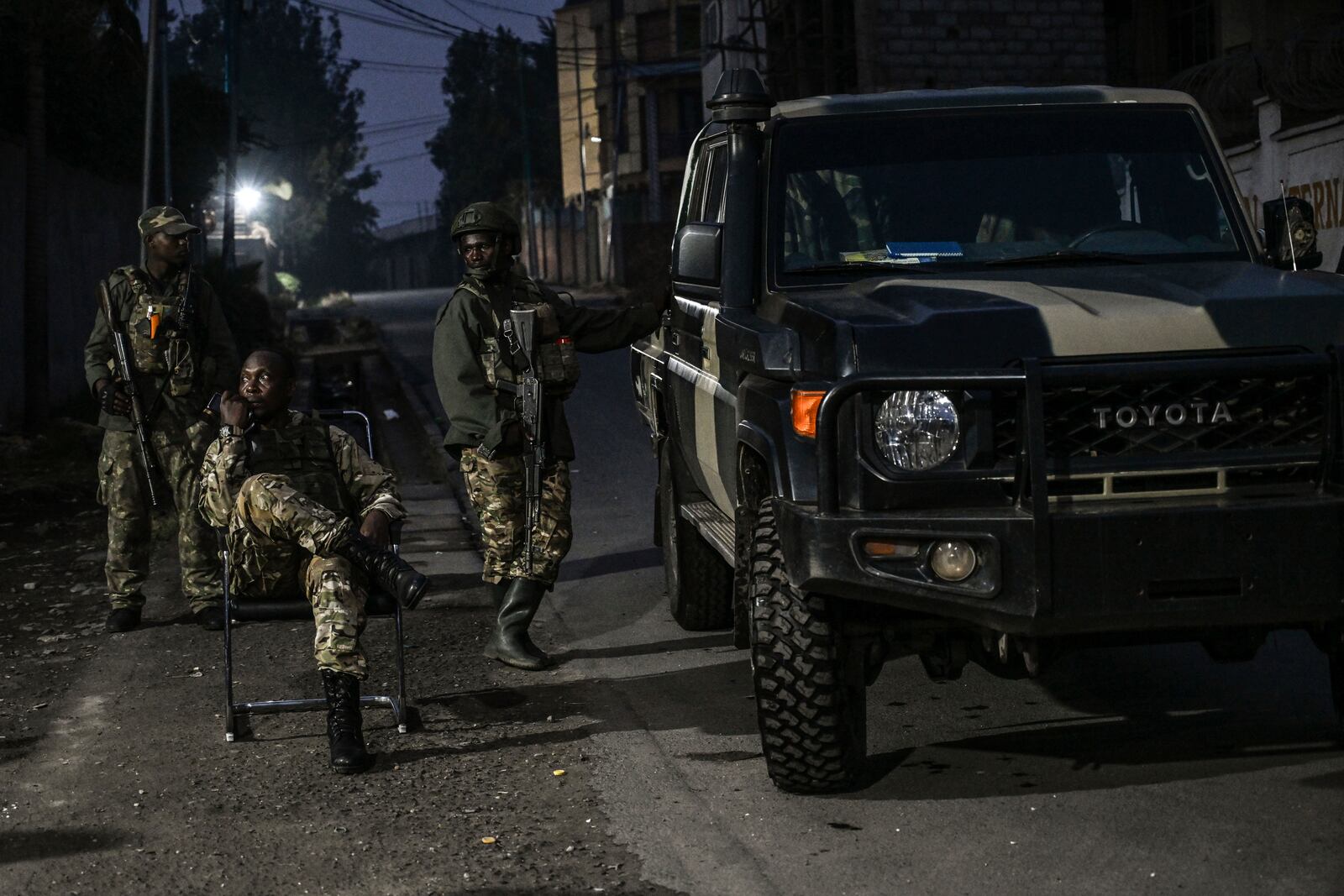 M23 rebels patrol in Goma, Democratic Republic of the Congo, Wednesday, Jan. 29, 2025. (AP Photo/Moses Sawasawa)