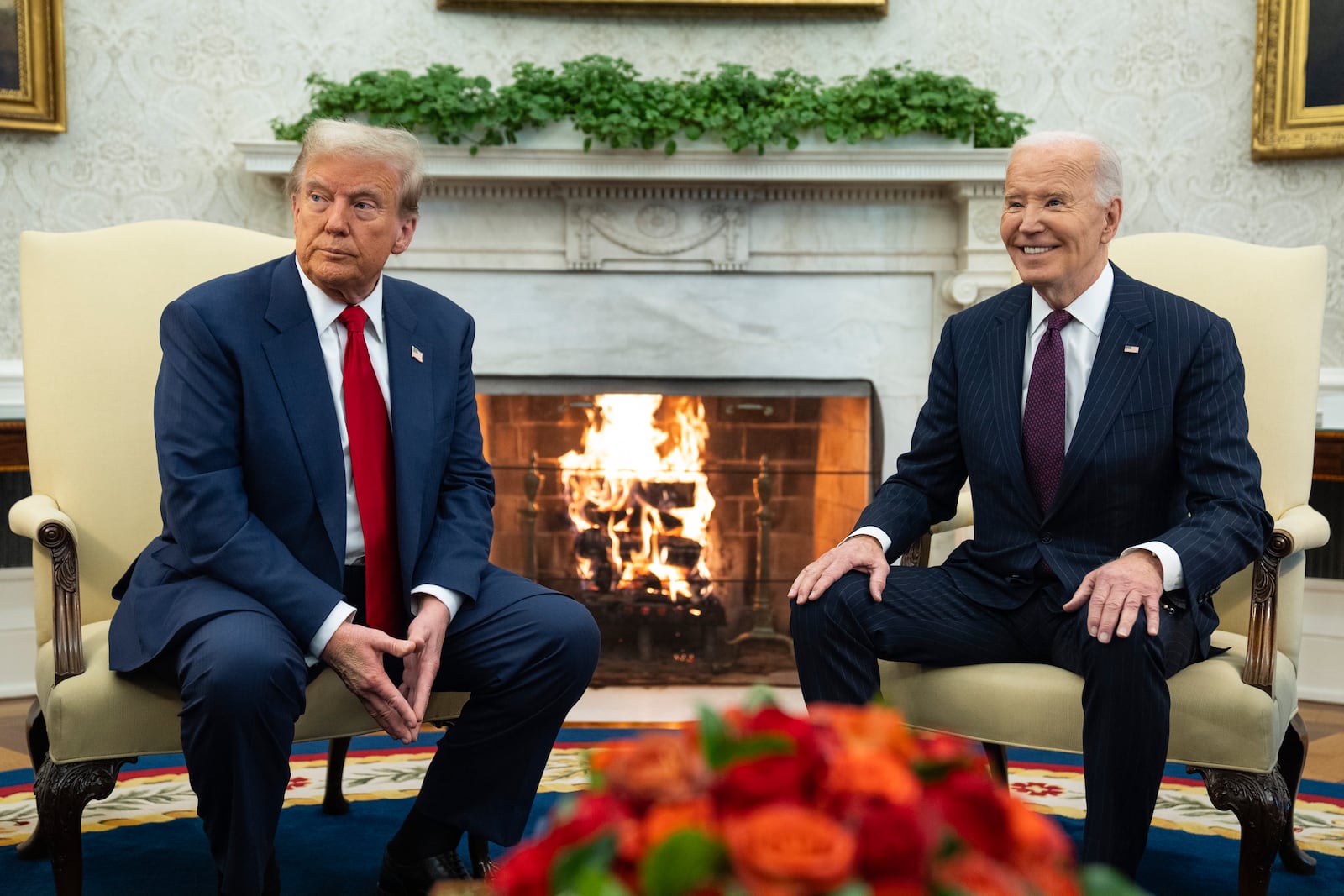 President Joe Biden meets with President-elect Donald Trump in the Oval Office of the White House, Wednesday, Nov. 13, 2024, in Washington. (AP Photo/Evan Vucci)