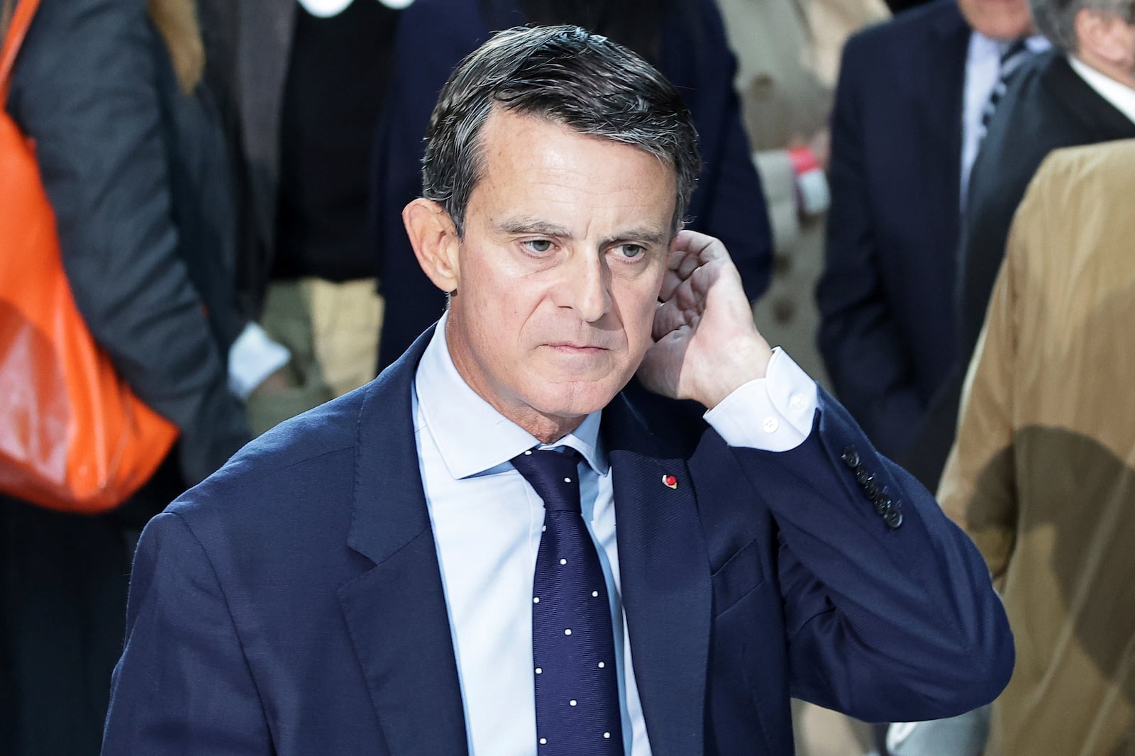 FILE - Former Prime Minister of France Manuel Valls attends a tribute to the late journalist Jean-Pierre Elkabbach in France Televisions headquarters in Paris, Monday, Oct.9 2023. (Christophe Petit Tesson, Pool via AP, File)