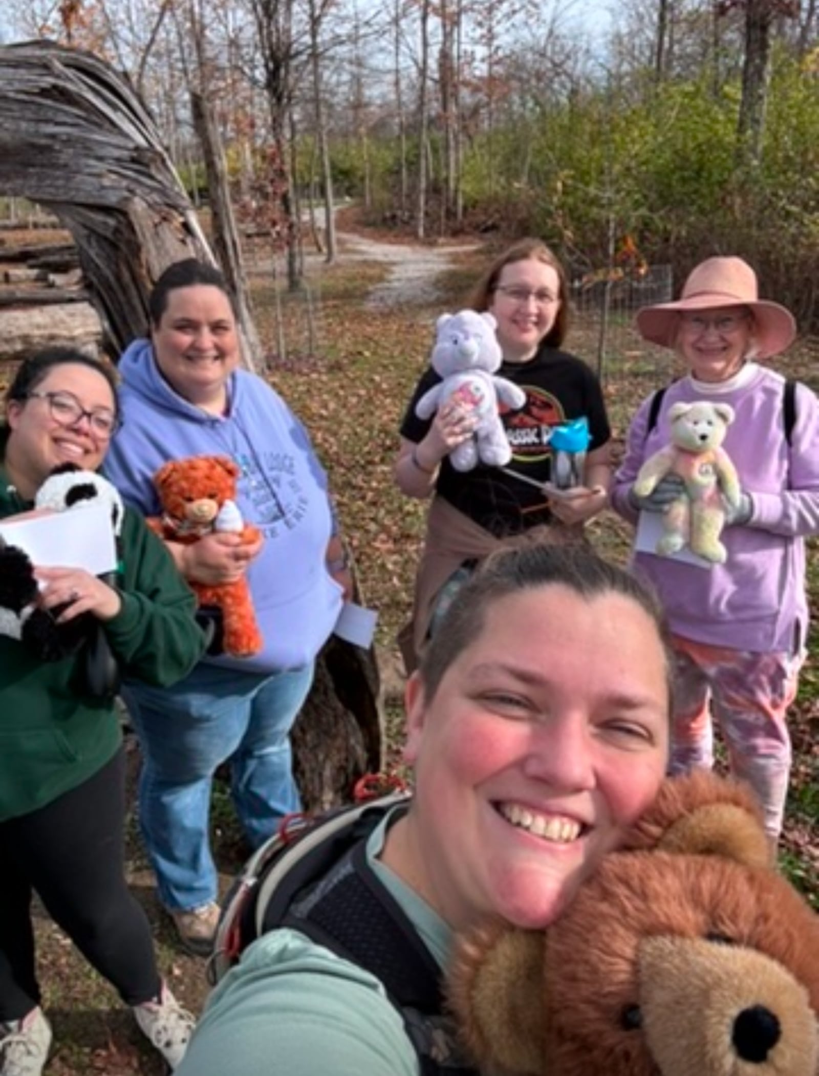 Greene County Parks & Trails Wacky Wayfarer hikers embracing their teddy bears and inner child on a recent hike - CONTRIBUTED