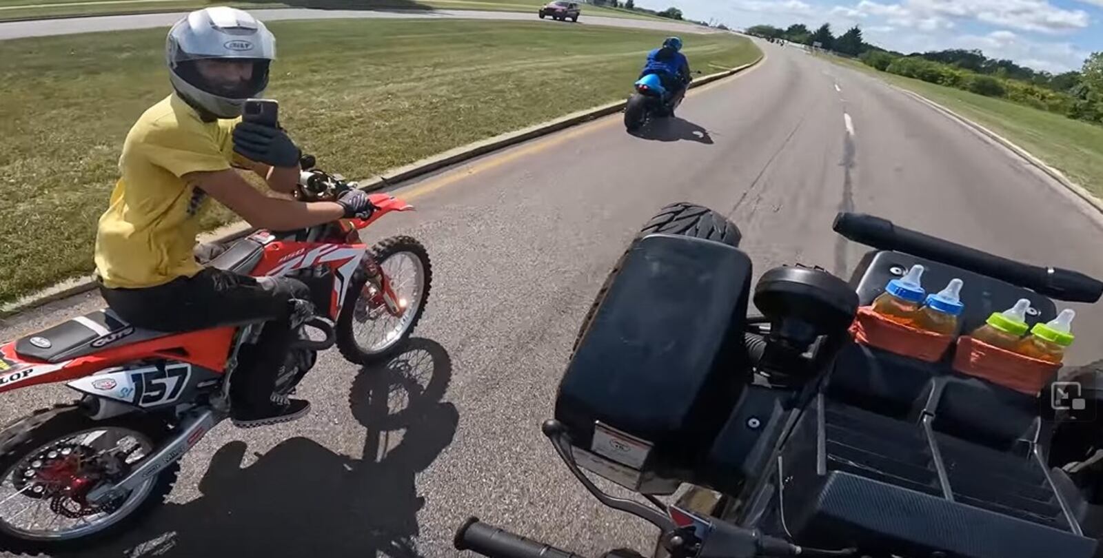 A large pack of ATVS, dirt bikes and motorcycles drove all over Dayton and some other local communities on Sept. 3, 2023. This is an image taken from a YouTube video uploaded by one of the ATV riders. CONTRIBUTED