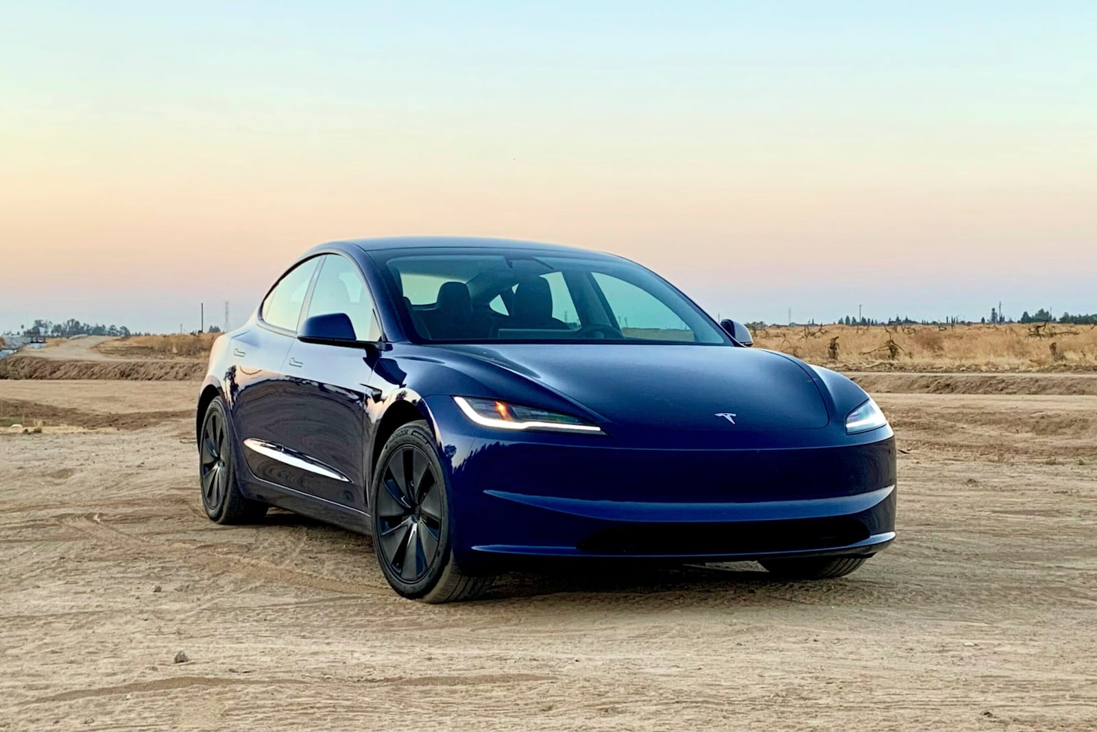 This photo provided by Edmunds shows the 2024 Model 3. The Model 3 sedan boasts an estimated range of up to 363 miles. (Courtesy of Edmunds via AP)