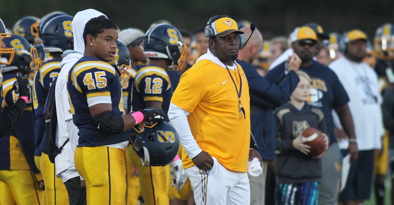 Springfield’s Maurice Douglass coaches during a game against Beavercreek in the first half on Friday, Oct. 5, 2019, at Springfield High School. David Jablonski/Staff