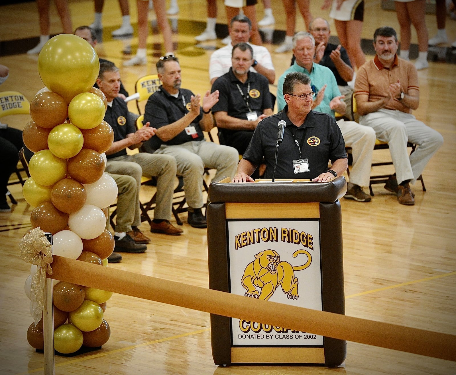 Superintendent John Kronour speaks during the Kenton Ridge ribbon-cutting and building dedication Ceremony Saturday, Aug. 19, 2023. MARSHALL GORBY\STAFF