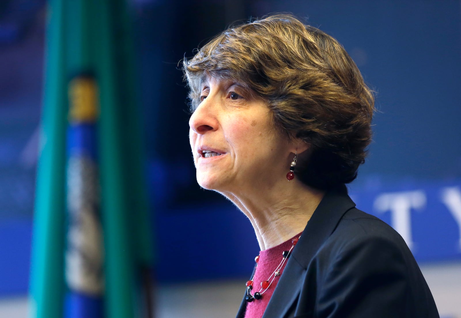 FILE - Jocelyn Samuels speaks in Seattle, Feb. 4, 2014. (AP Photo/Elaine Thompson, File)