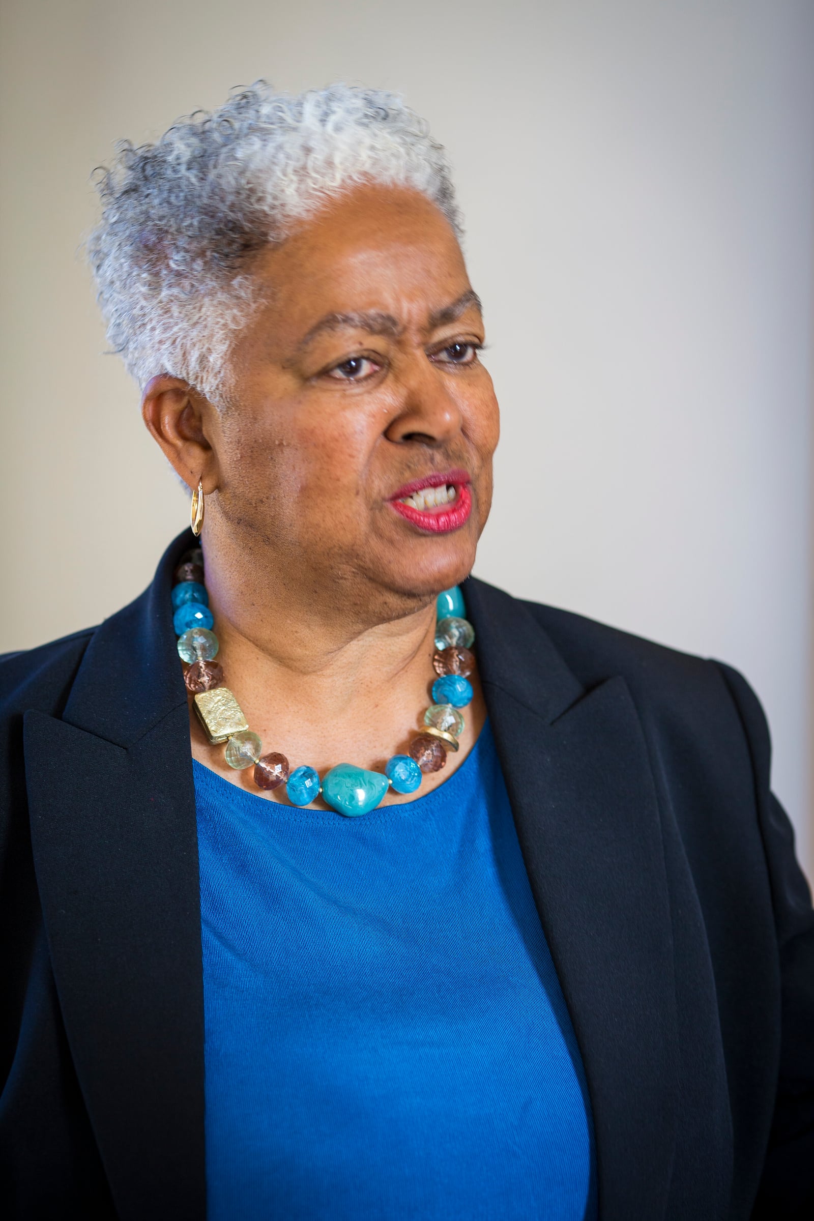 Janice Canaday, Colonial Williamsburg Foundations African American community engagement manager, has traced her ancestors to the Williamsburg Bray School, on Wednesday, Oct 30, 2024 in Williamsburg, Va. (AP Photo/John C. Clark)