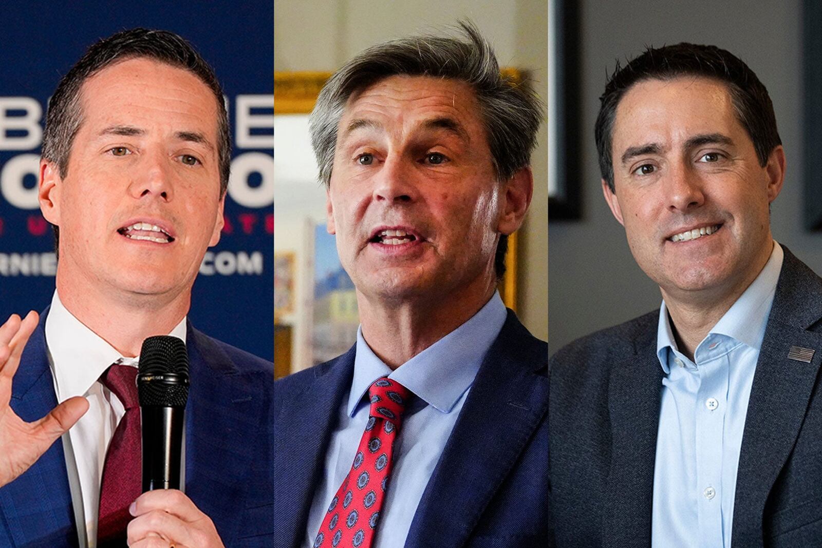  From left to right: Ohio Senate candidates Bernie Moreno, Matt Dolan, and Frank LaRose. Photos by USA TODAY NETWORK via Reuters Connect. 