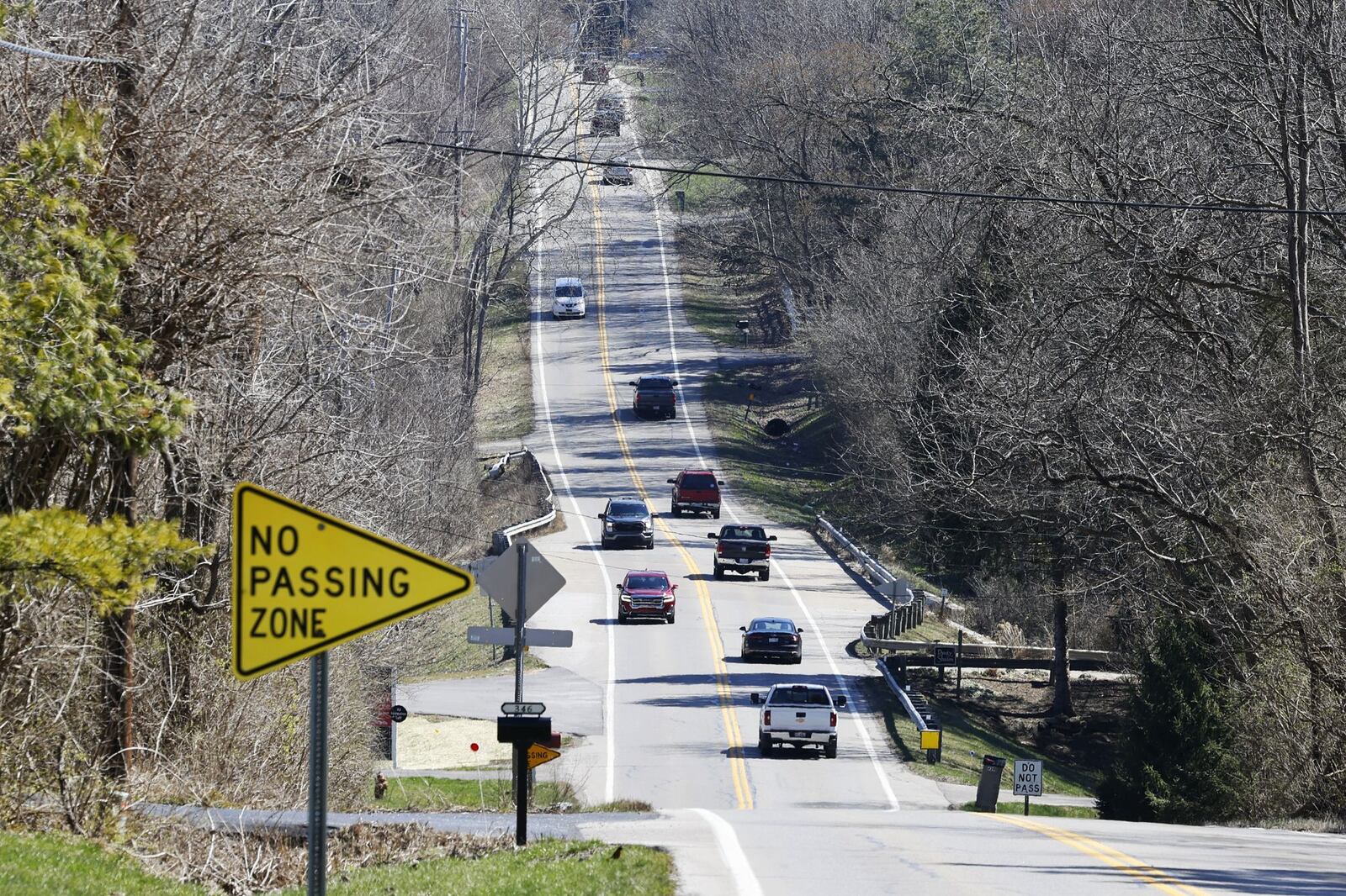 The speed limit is 55 mph on portions of Ohio 73 in Clearcreek Twp., Warren County. The Ohio Senate is considering an amendment to the new state transportation budget bill to increase speed limits on two lane U.S., state and county highways from 55 mph to 60 mph as well as increasing speed limits on such highways to 65 mph with an engineering study. NICK GRAHAM/STAFF