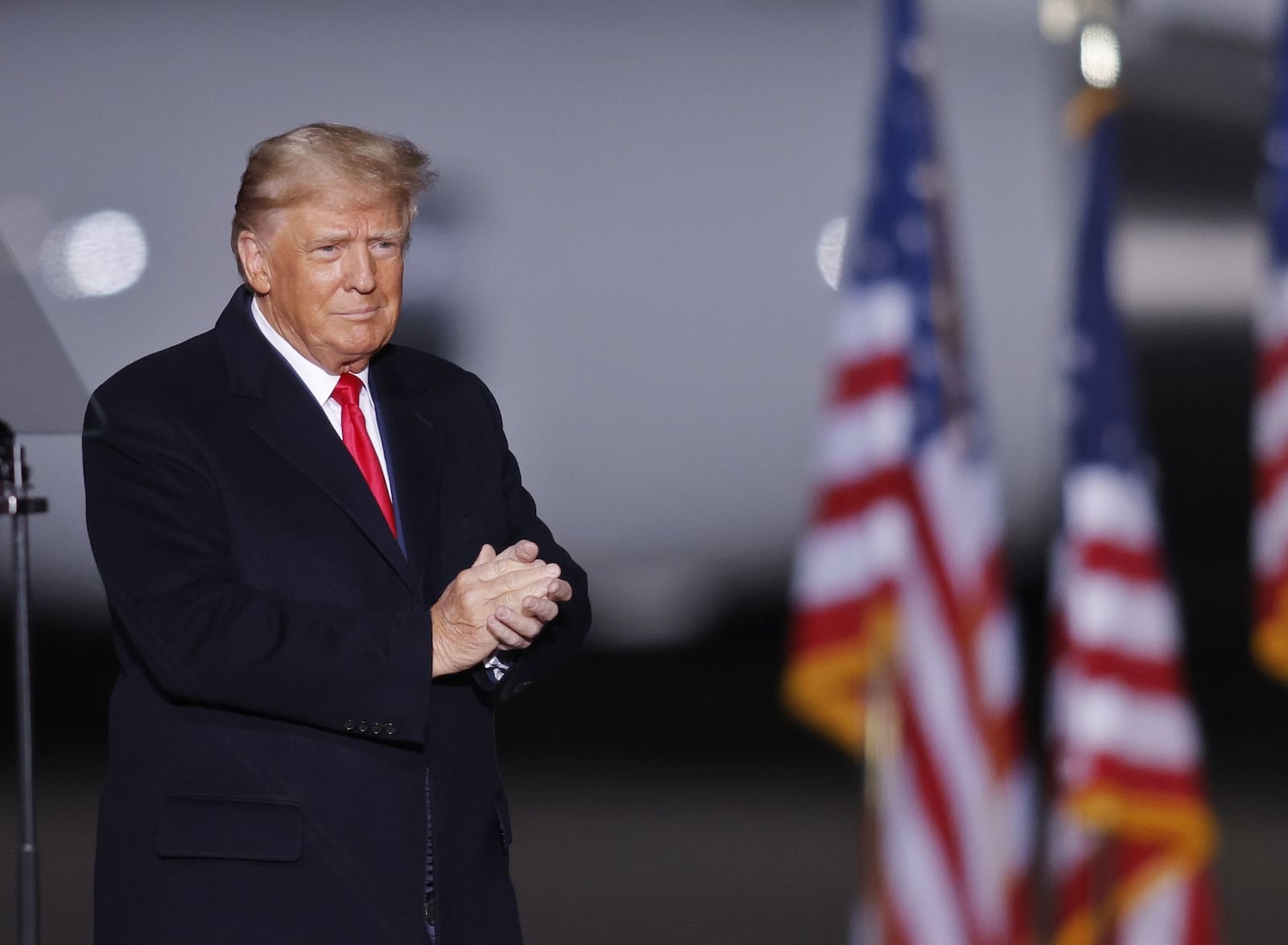 Former President Donald J. Trump addresses a crowd at a rally near Dayton International Airport Monday, Nov. 7, 2022. NICK GRAHAM/STAFF