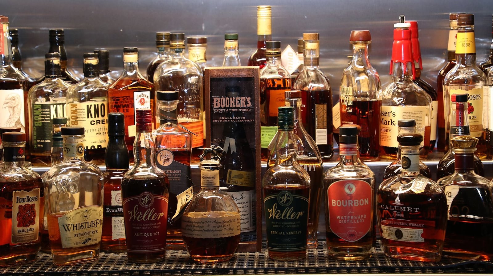 The bourbon bar at MIXX 165 has more than 40 different bourbons. BILL LACKEY/STAFF