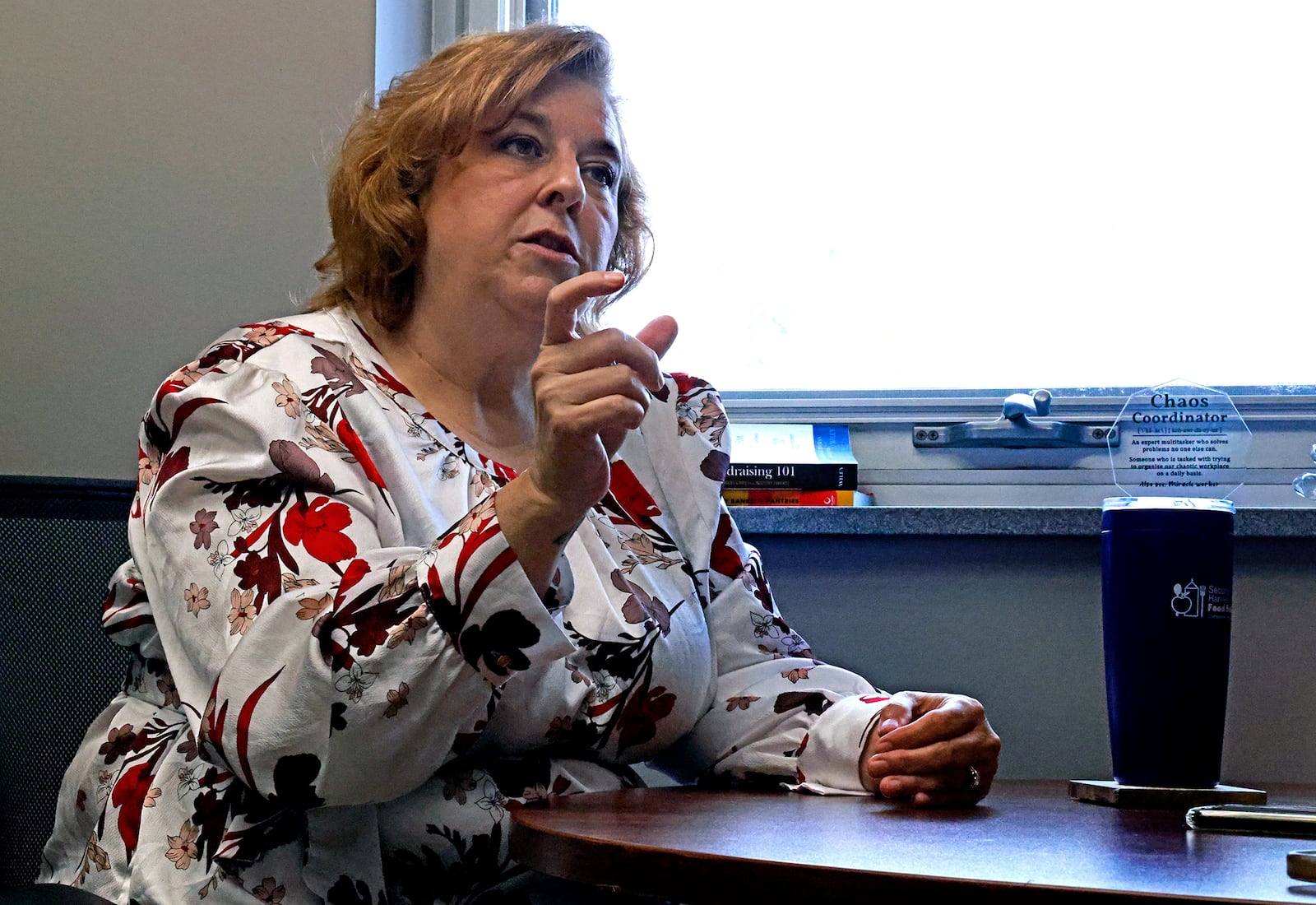 Jennifer Brunner, development director at the Second Harvest Food Bank, talks about the state of the food bank Monday, Nov. 4, 2024. BILL LACKEY/STAFF