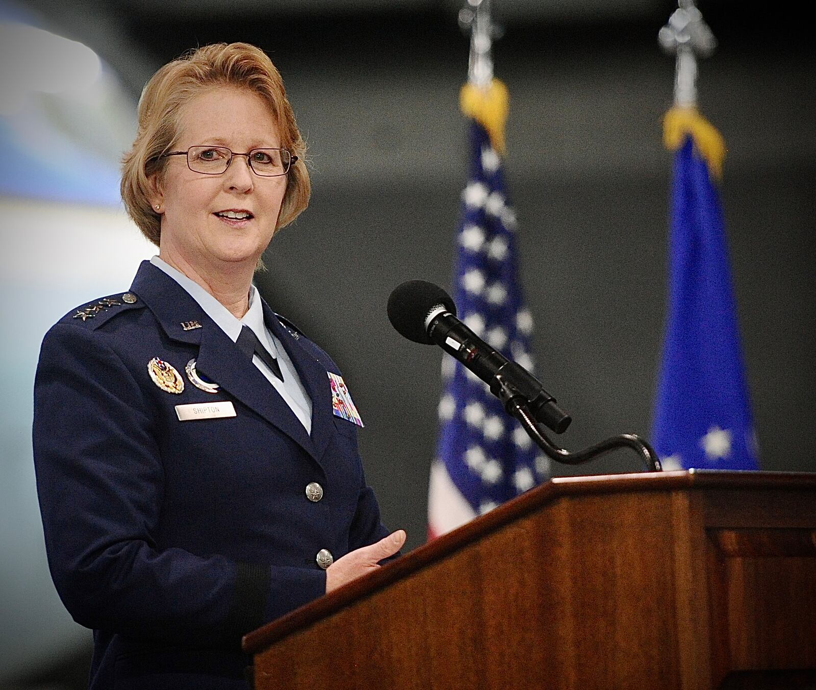 Lt. Gen. Donna Shipton assumed command of the Air Force Life Cycle Management Center Wednesday, Jan. 17, 2024. MARSHALL GORBY \STAFF