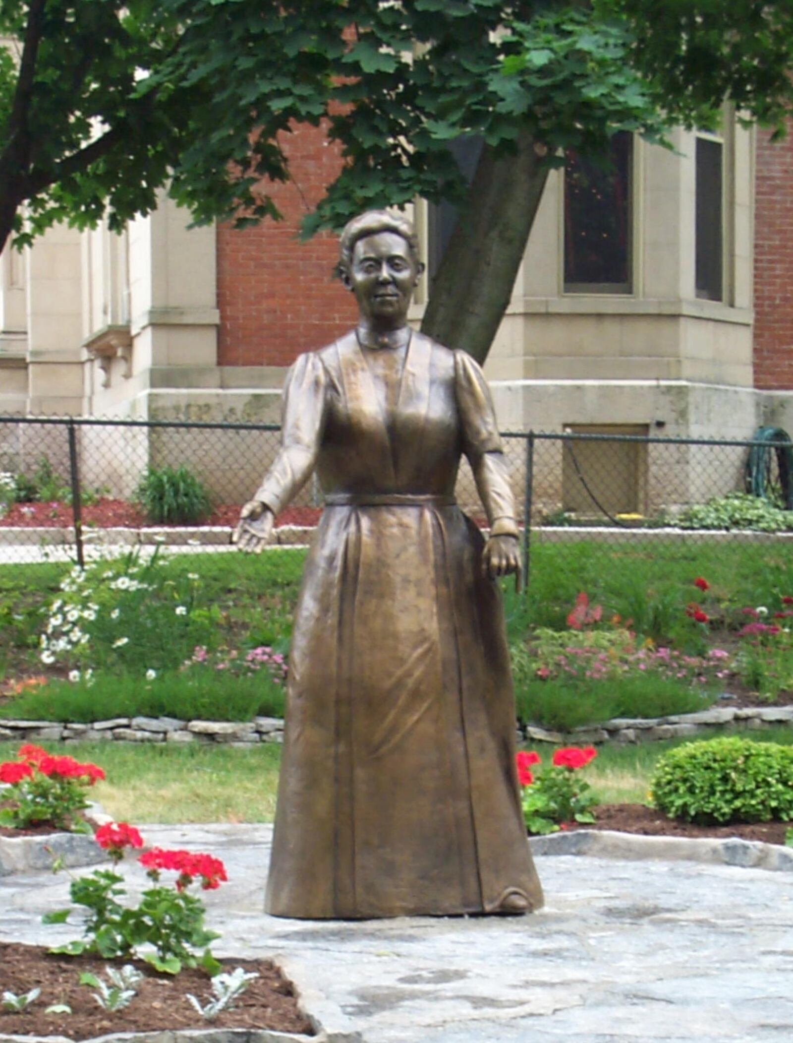 A bronze statue of Clementine Berry Buchwalter, who lived at 805 E. High St., and was a leader in the national women’s club movement, now greets visitors to the Woman’s Town Club.