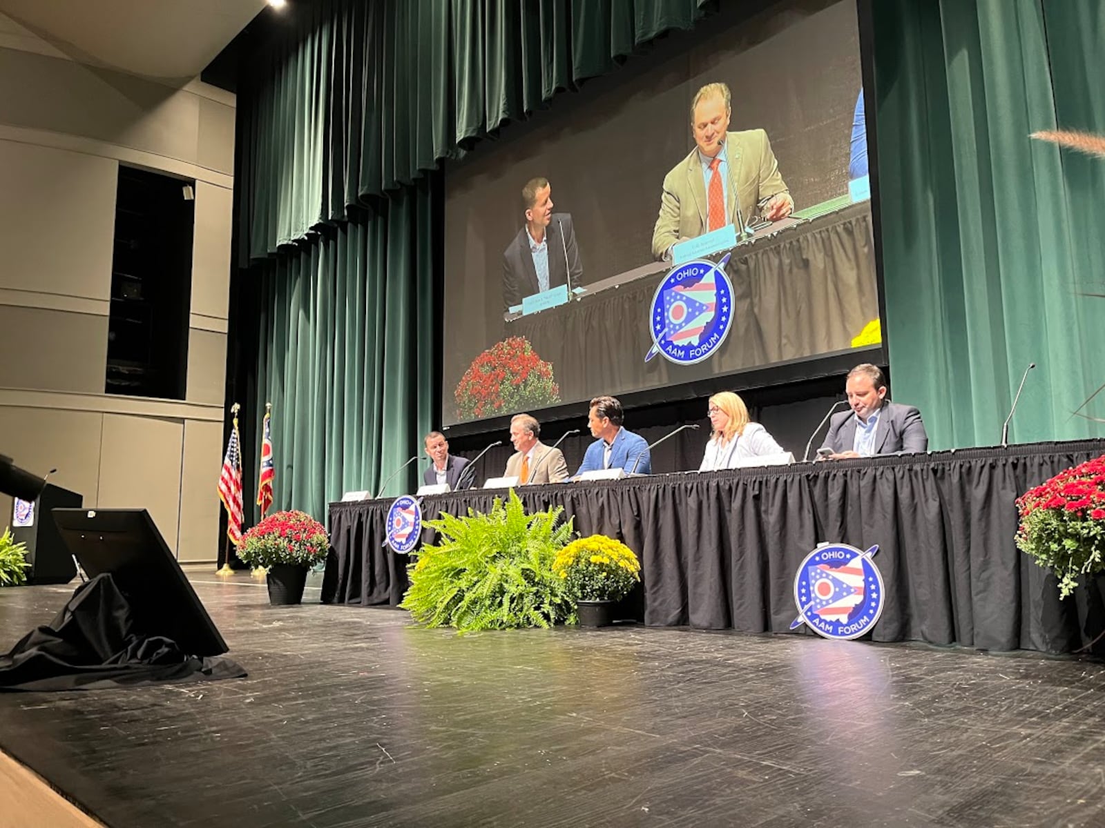 A panel at the National Advanced Air Mobility Industry Forum Tuesday at Clark State College Hollenbeck Bayley Creative Arts and Conference Center. THOMAS GNAU/STAFF