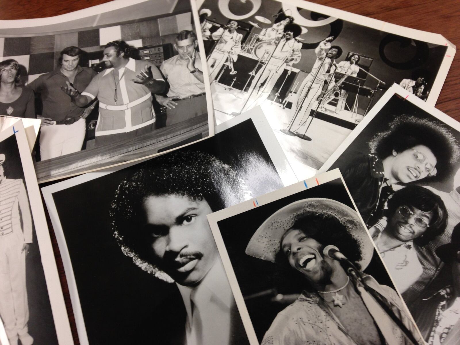 Photos related to the Dayton funk bands The Ohio Players and Zapp in the Dayton Daily News Archive stored at Wright State University. (Staff photo by Amelia Robinson)