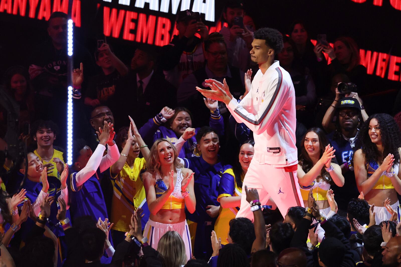 San Antonio Spurs center Victor Wembanyama is introduced during the NBA All-Star basketball game Sunday, Feb. 16, 2025, in San Francisco. (AP Photo/Jed Jacobsohn)