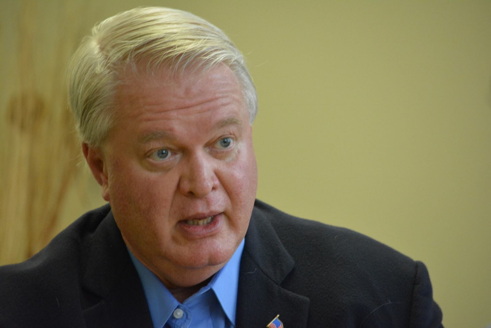 Republican U.S. Senate candidate Mike Gibbon visited the Cox Media Group newsroom on Tuesday. Jim Otte/STAFF