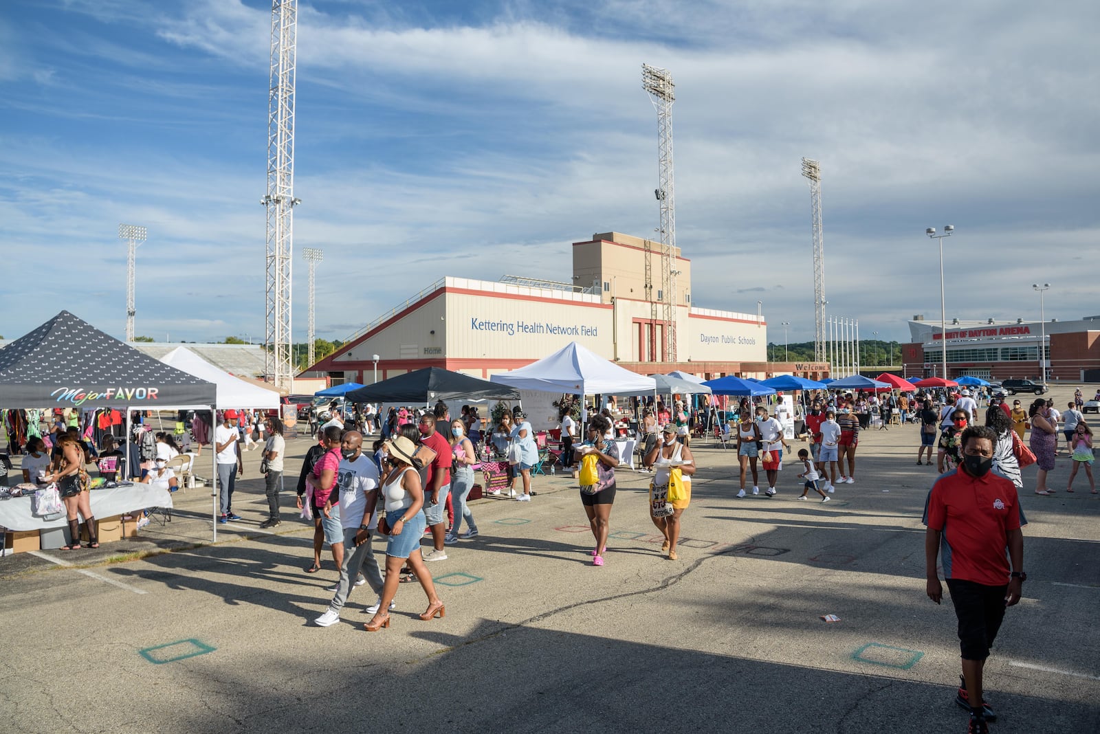 The Fashion Meets Food Truck Rally, hosted by Fashion Remedy Mobile Boutique, attracted a socially distanced crowd wearing masks at Welcome Stadium on Sunday, August 30, 2020. The annual event celebrates the end of summer. TOM GILLIAM/CONTRIBUTING PHOTOGRAPHER